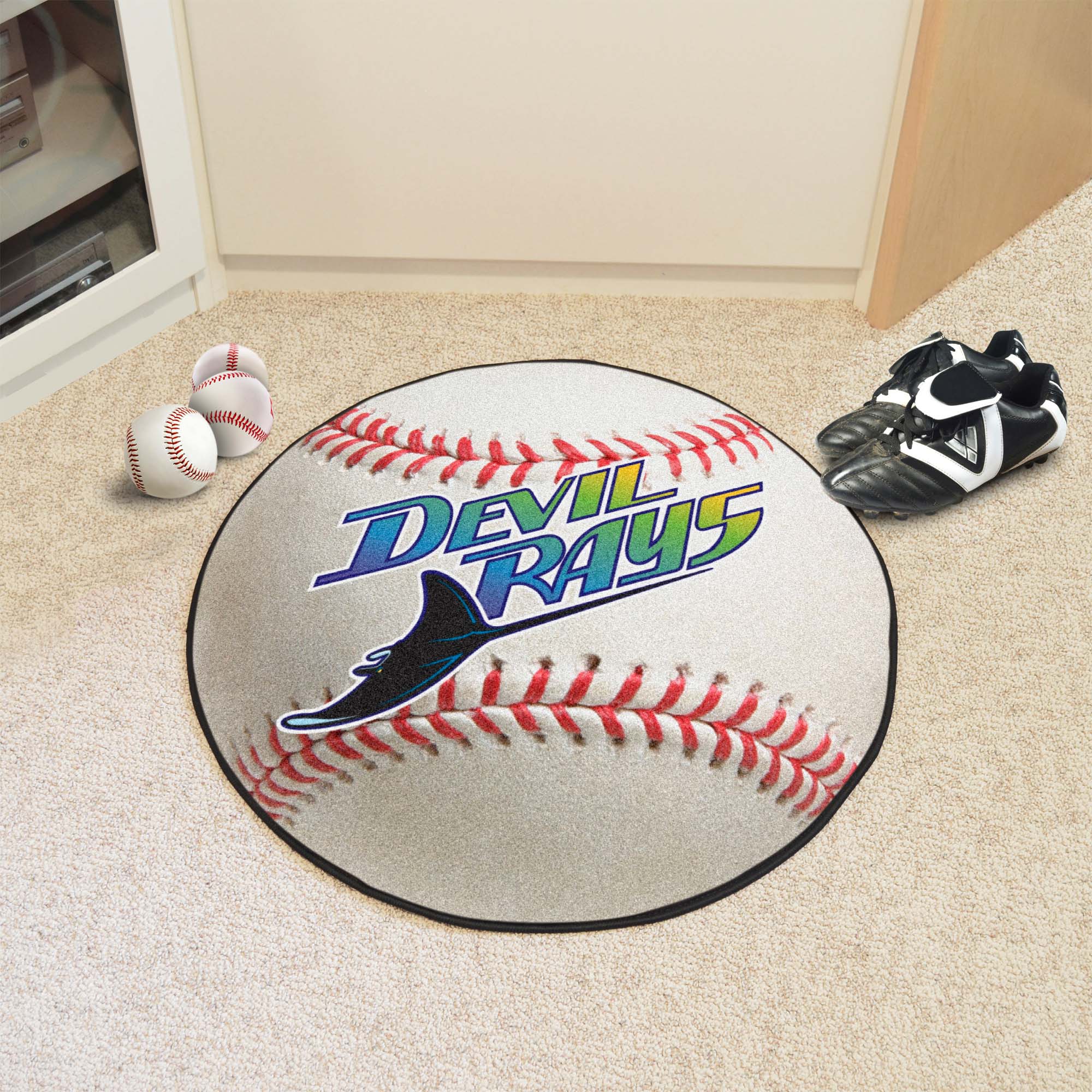 Tampa Bay Devil Rays Baseball Rug - 27in. Diameter