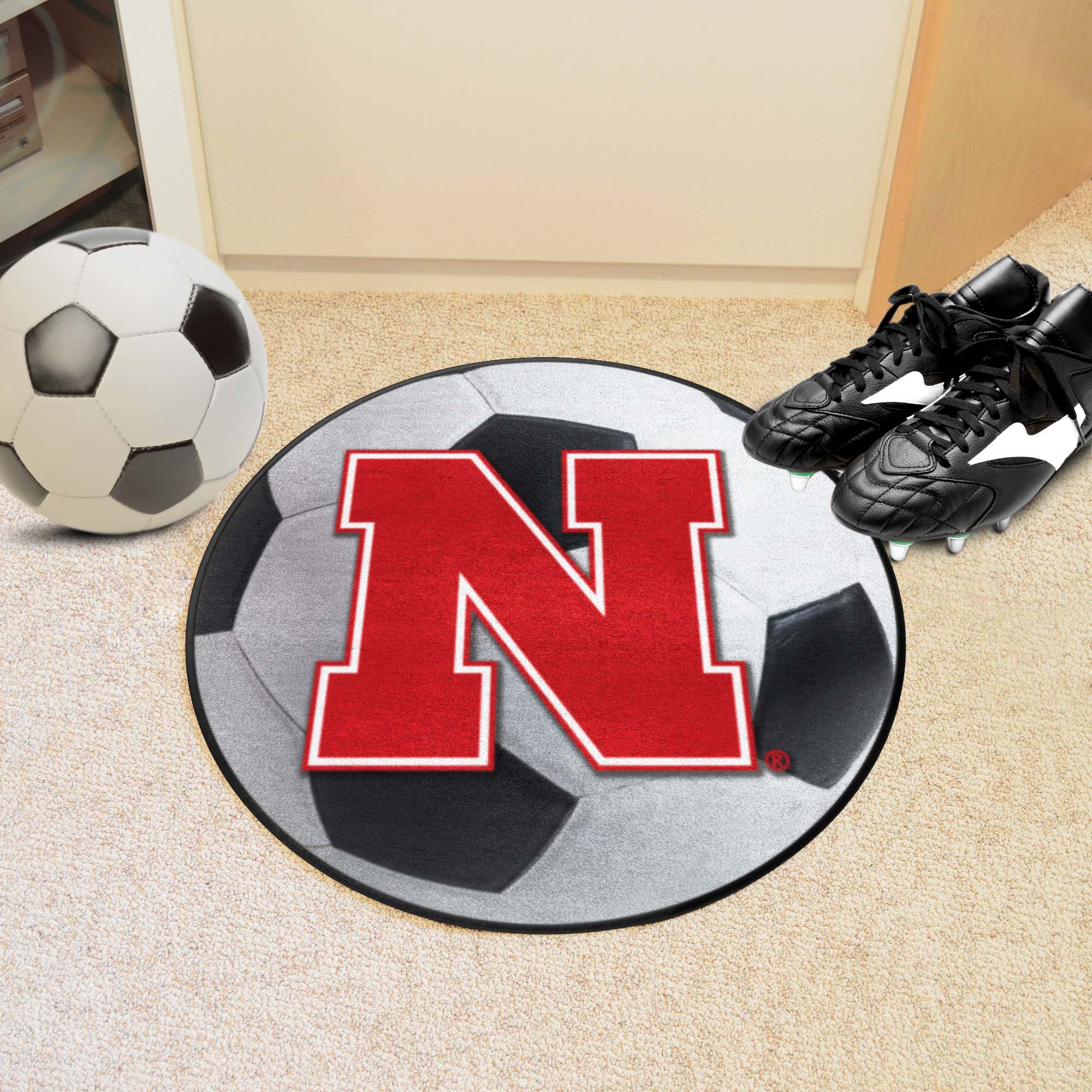 Nebraska Cornhuskers Soccer Ball Rug - 27in. Diameter - Nebraska