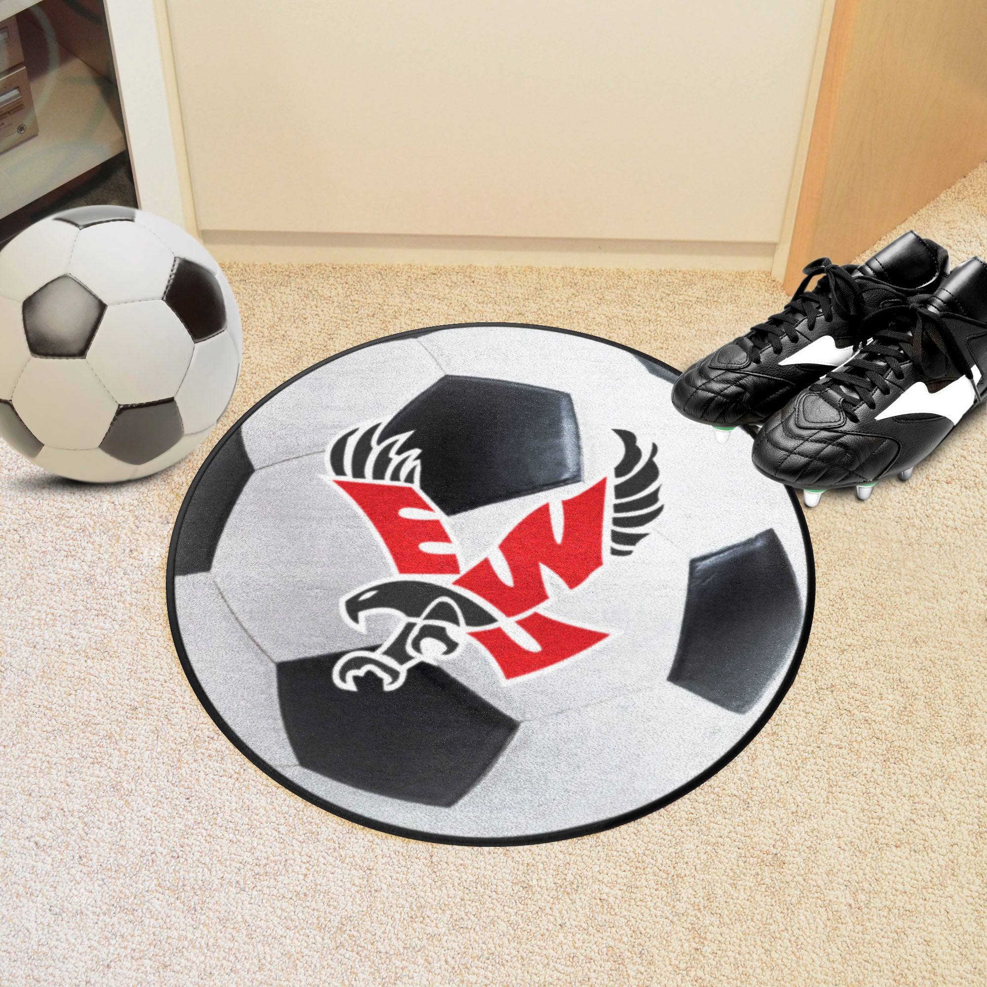 Eastern Washington Eagles Soccer Ball Rug - 27in. Diameter