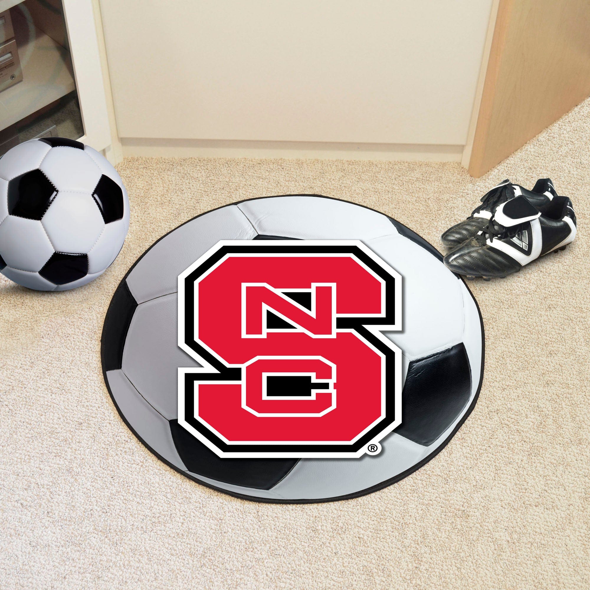 NC State Wolfpack Soccer Ball Rug - 27in. Diameter, NSC Logo - NC State