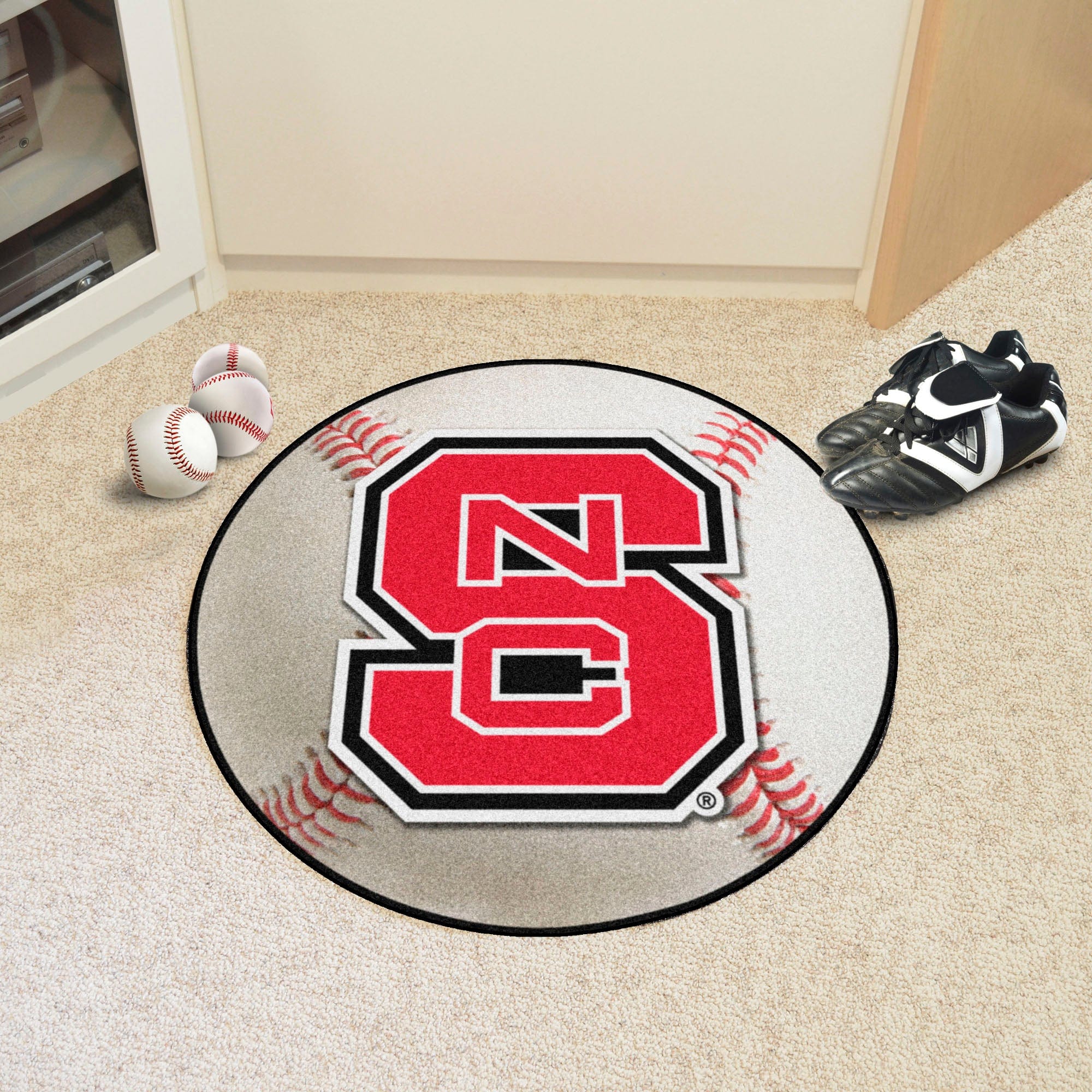 NC State Wolfpack Baseball Rug - 27in. Diameter, NSC Logo - NC State