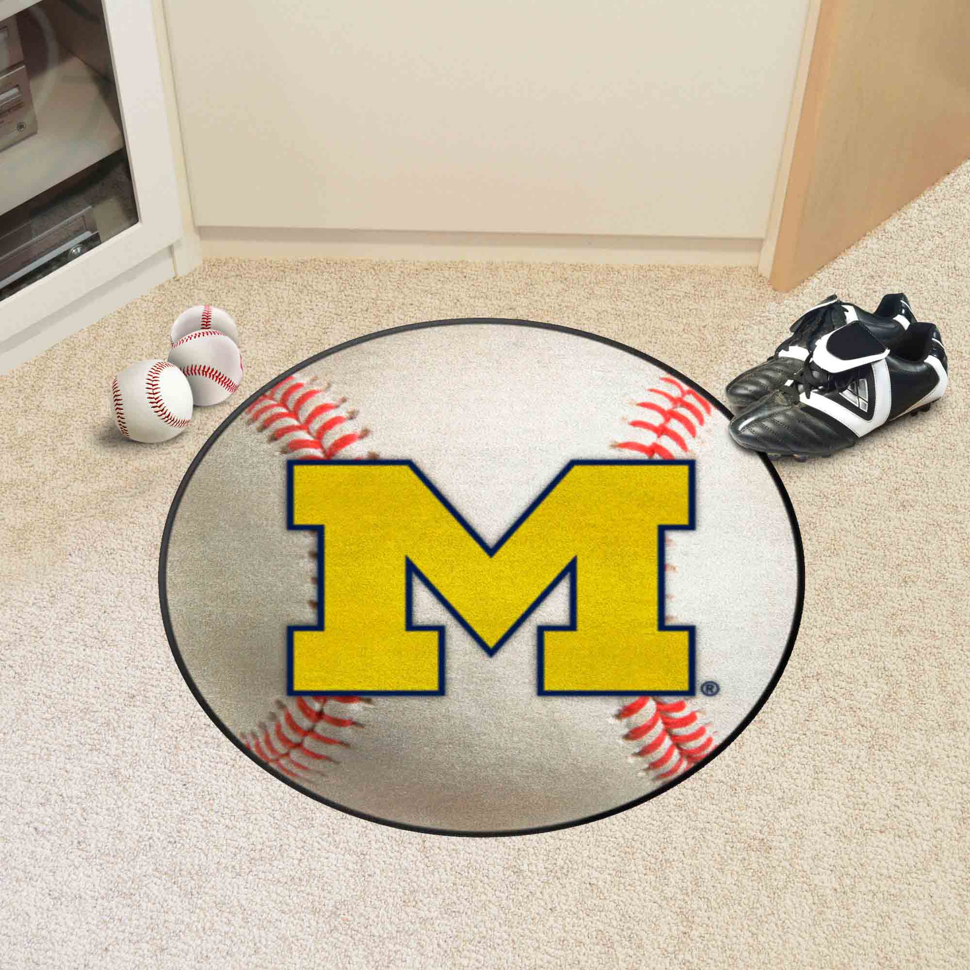 Michigan Wolverines Baseball Rug - 27in. Diameter