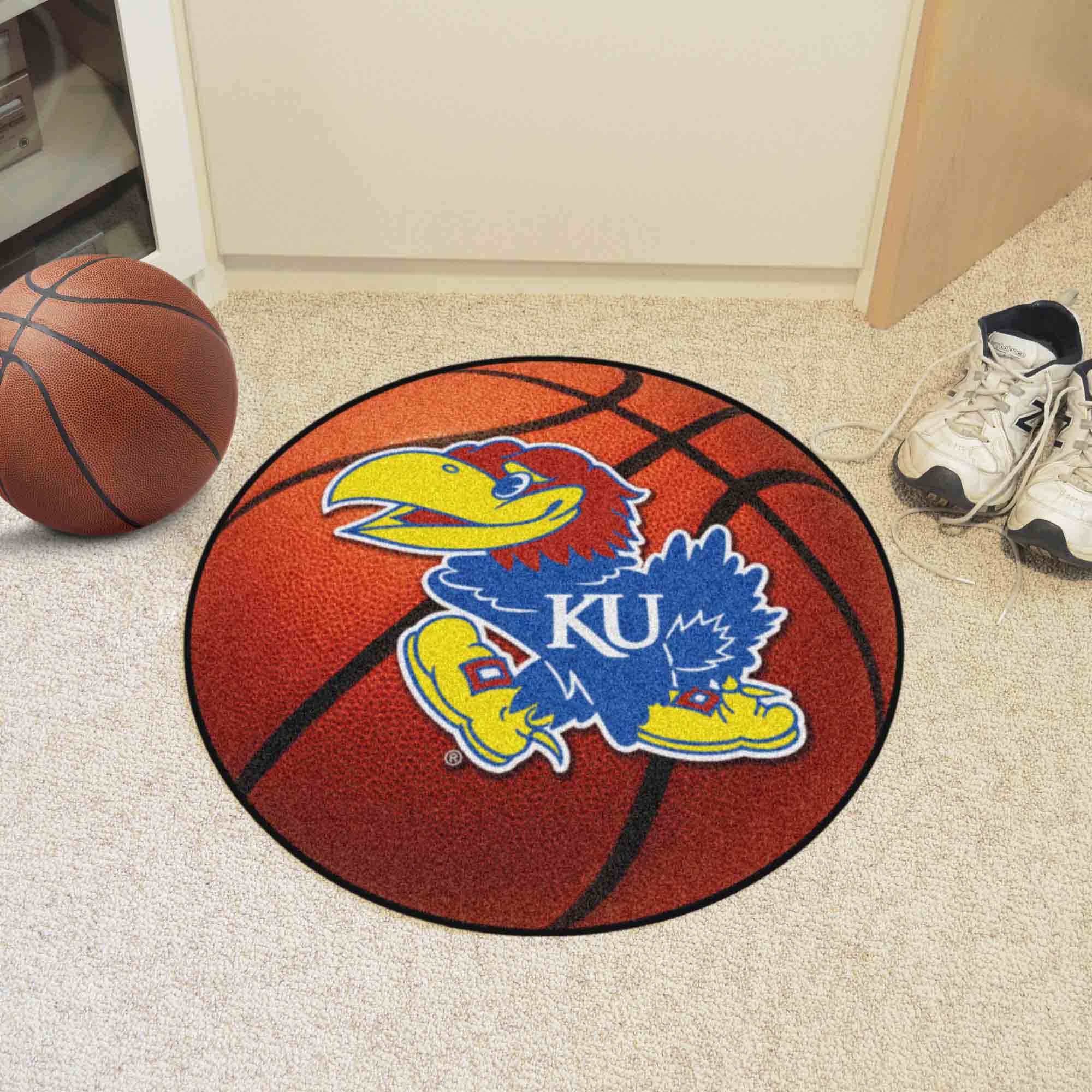 Kansas Jayhawks Basketball Rug - 27in. Diameter