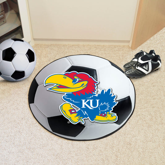 Kansas Jayhawks Soccer Ball Rug - 27in. Diameter