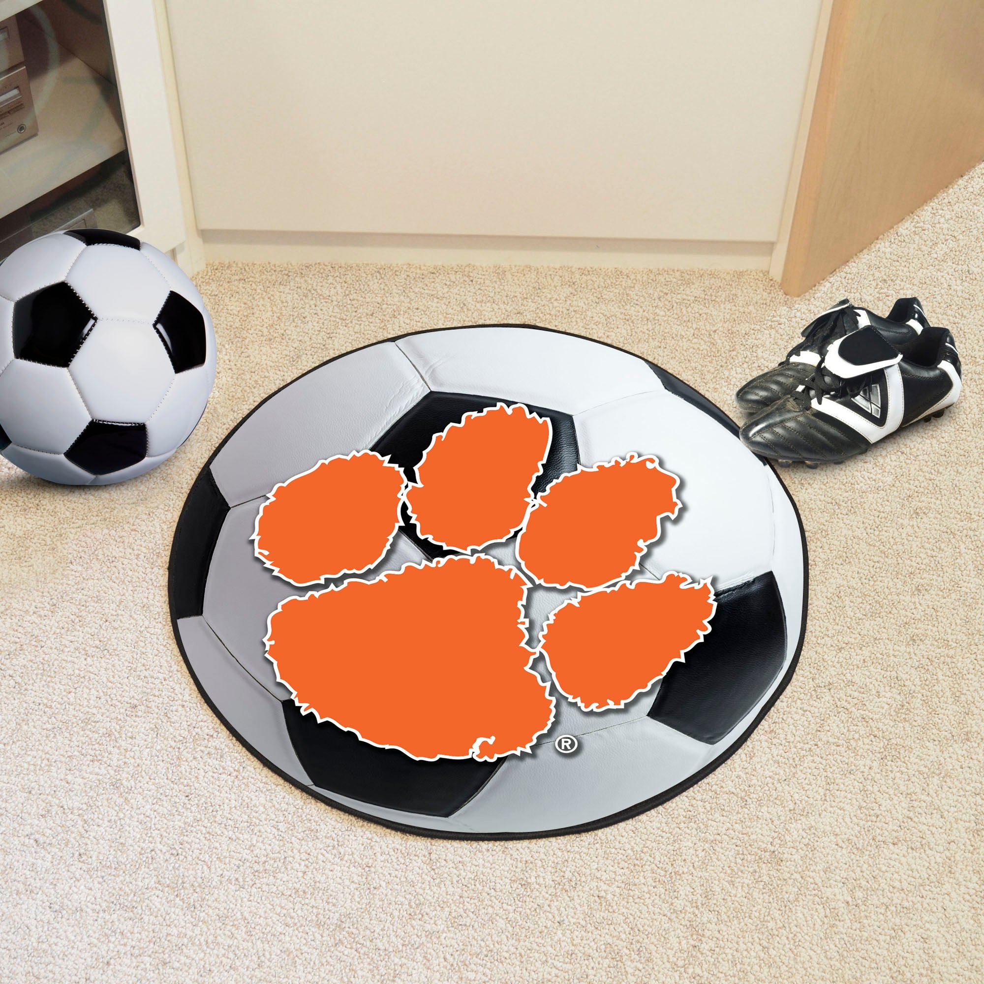 Clemson Tigers Soccer Ball Rug - 27in. Diameter