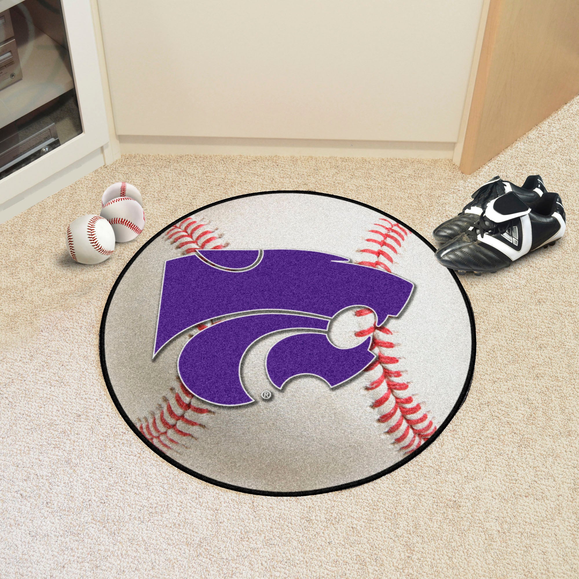 Kansas State Wildcats Baseball Rug - 27in. Diameter