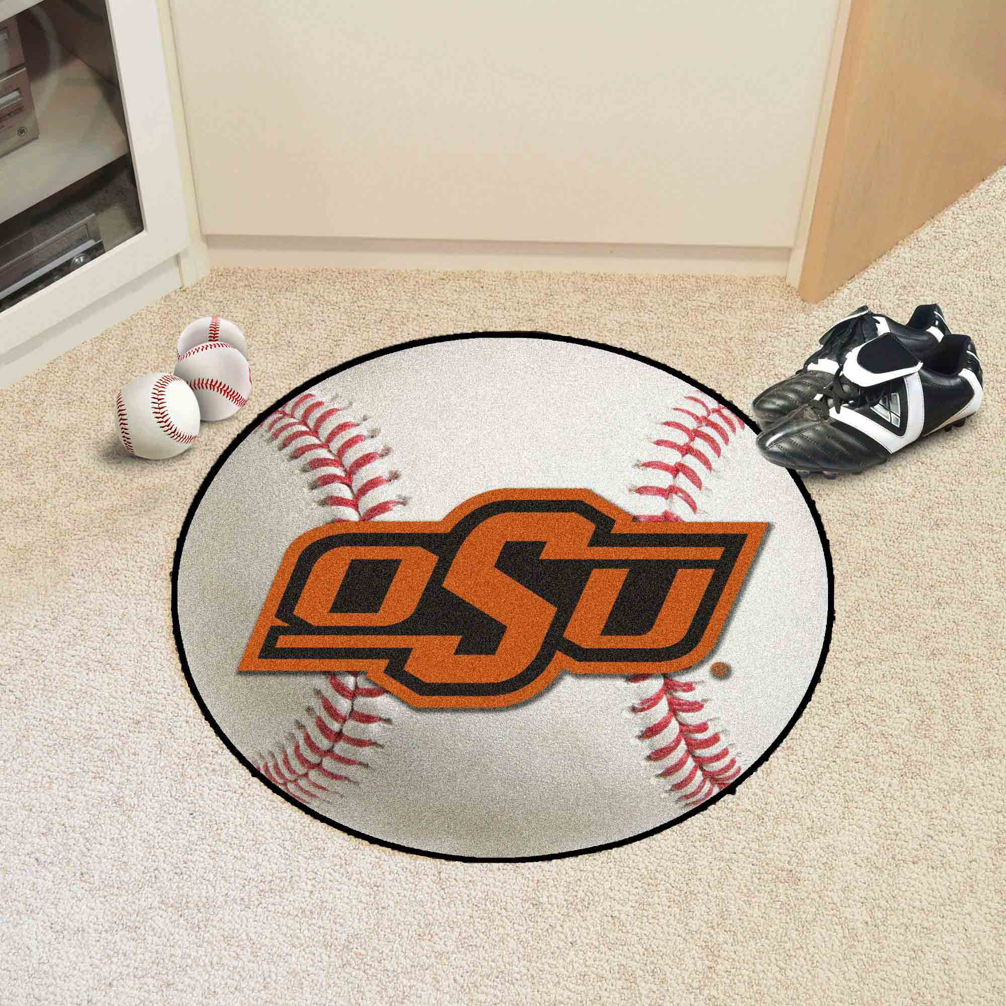 Oklahoma State Cowboys Baseball Rug - 27in. Diameter - Oklahoma State