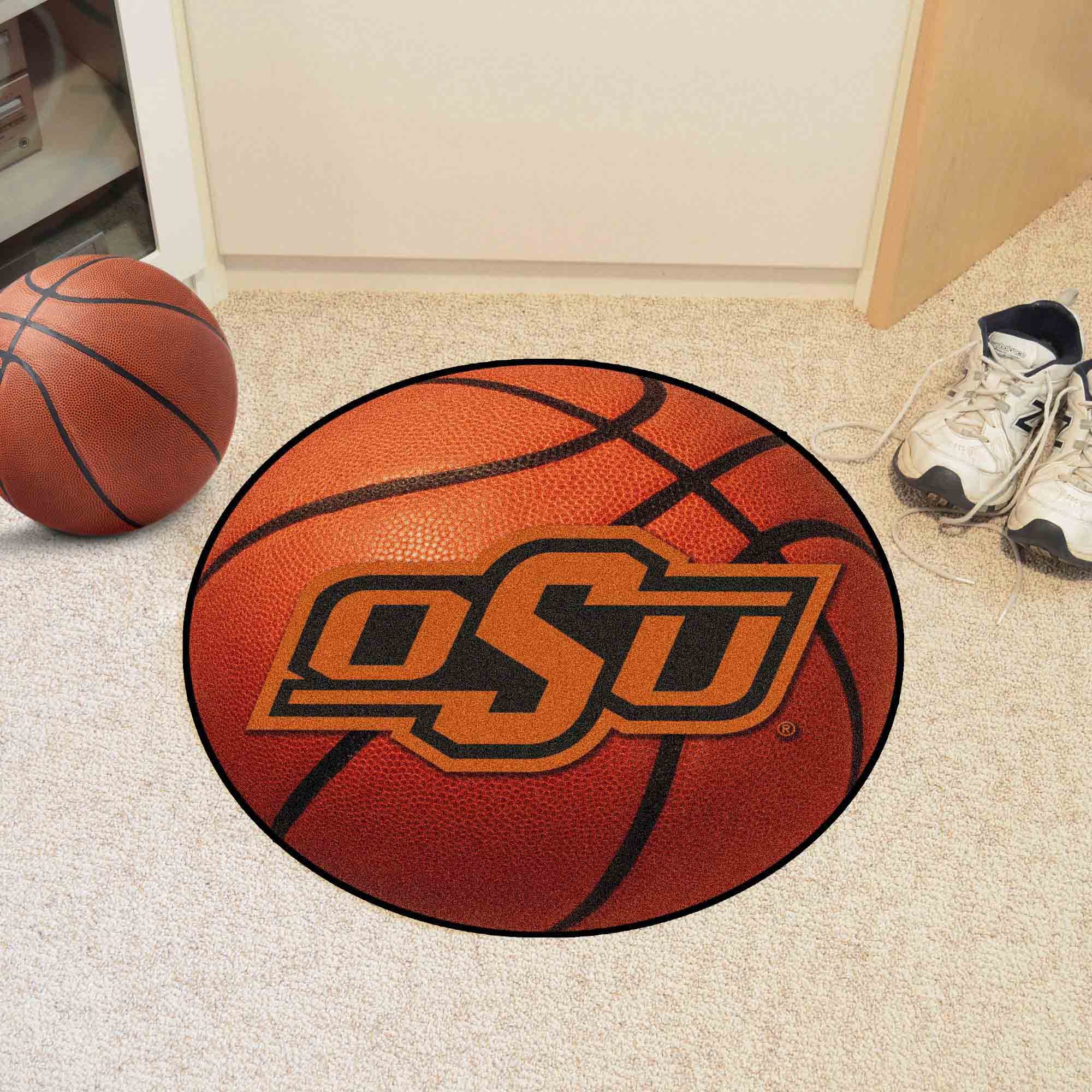 Oklahoma State Cowboys Basketball Rug - 27in. Diameter - Oklahoma State