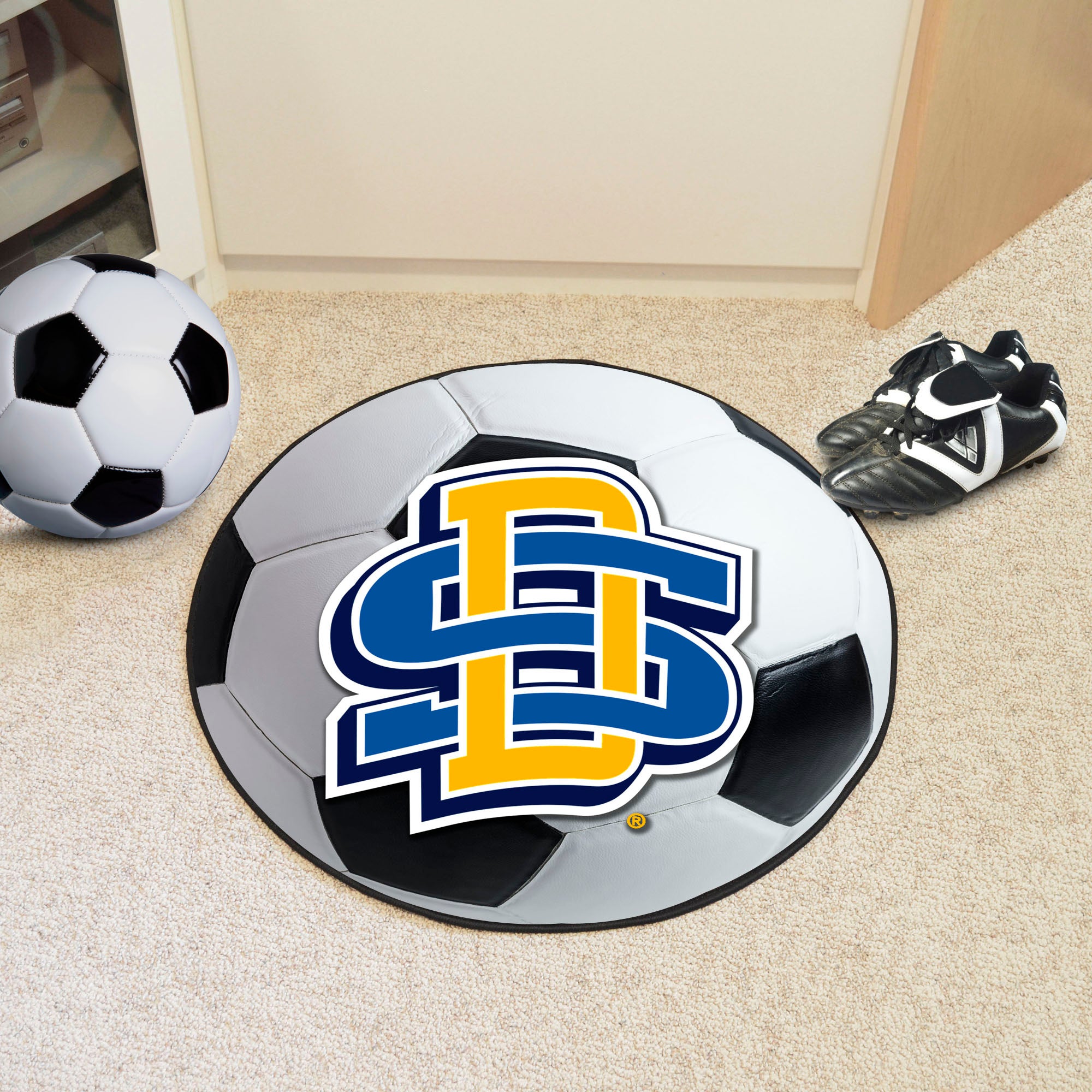 South Dakota State Jackrabbits Soccer Ball Rug - 27in. Diameter