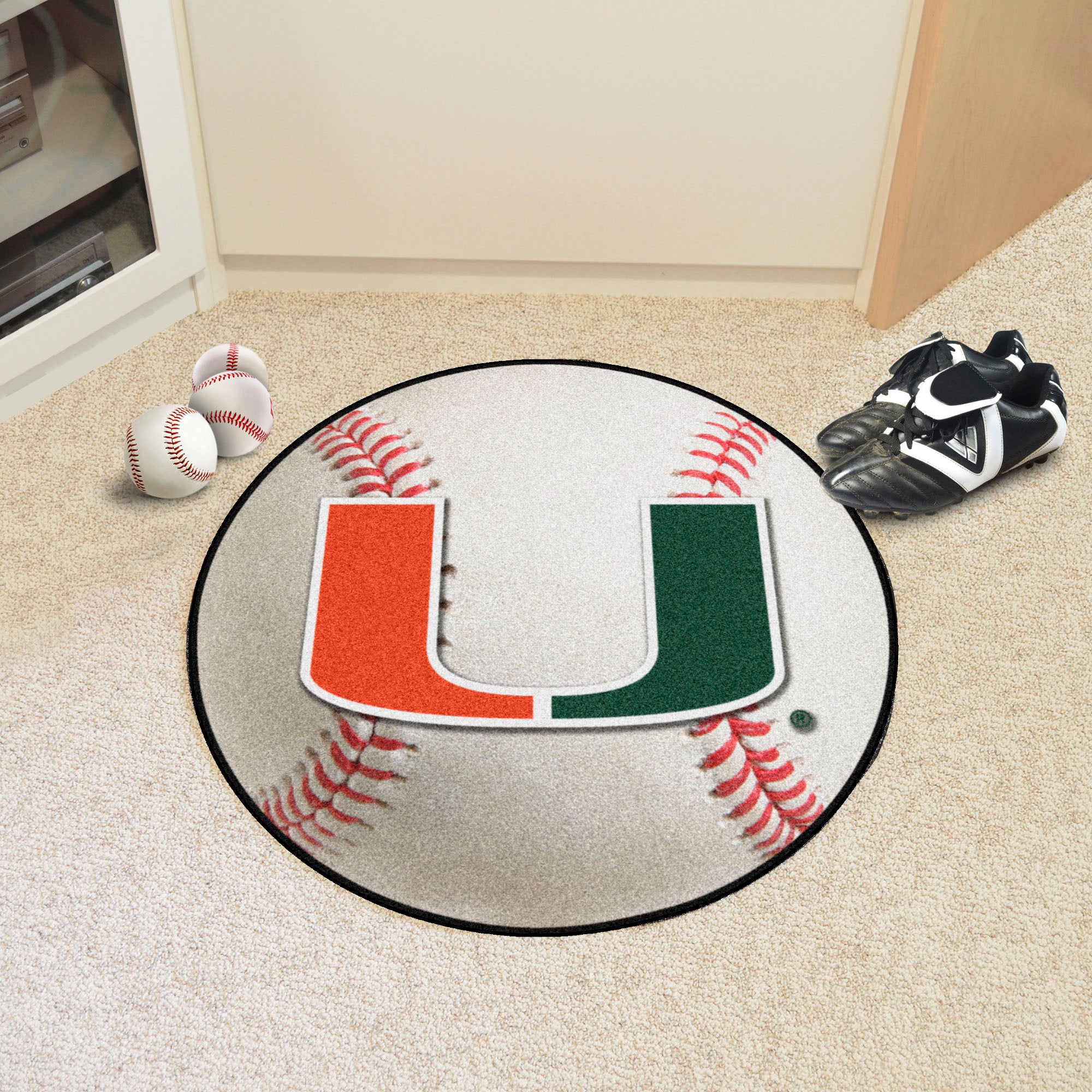 Miami Hurricanes Baseball Rug - 27in. Diameter - Miami