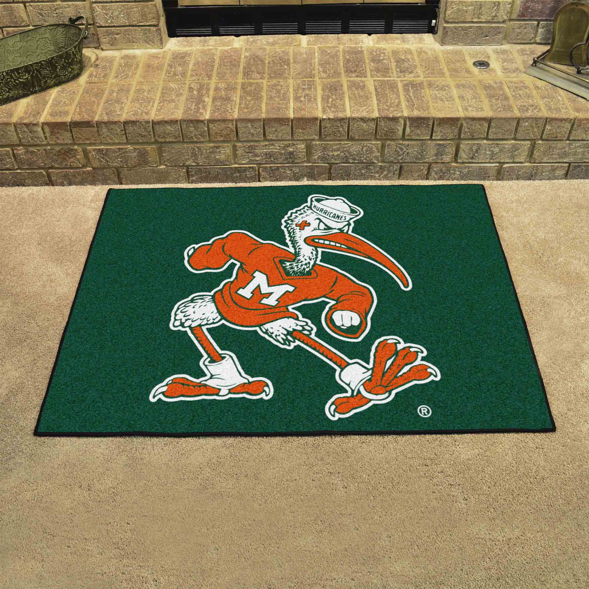 Miami Hurricanes All-Star Rug - 34 in. x 42.5 in., Sebastian the Ibis - Miami