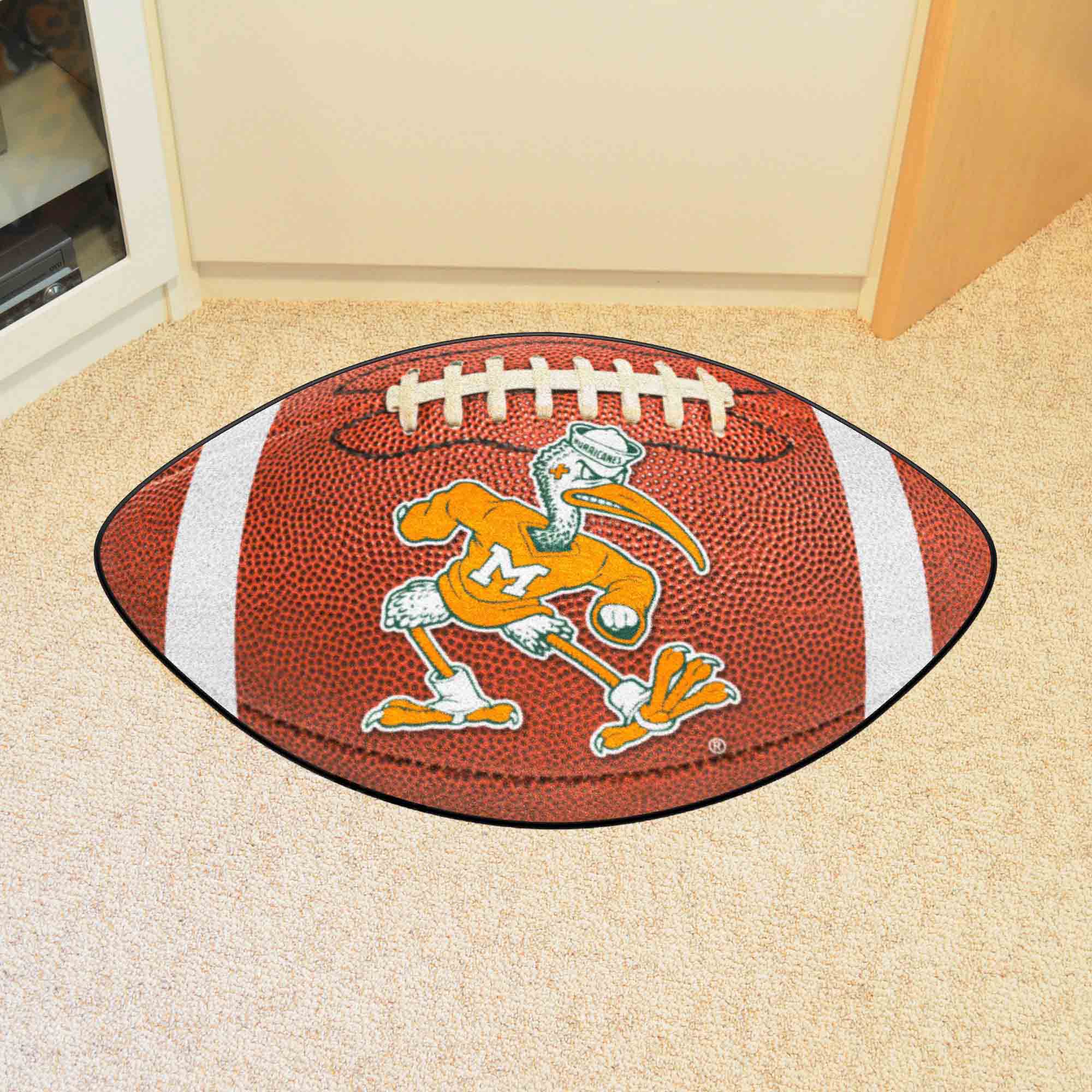 Miami Hurricanes Football Rug - 20.5in. x 32.5in., Sebastian the Ibis