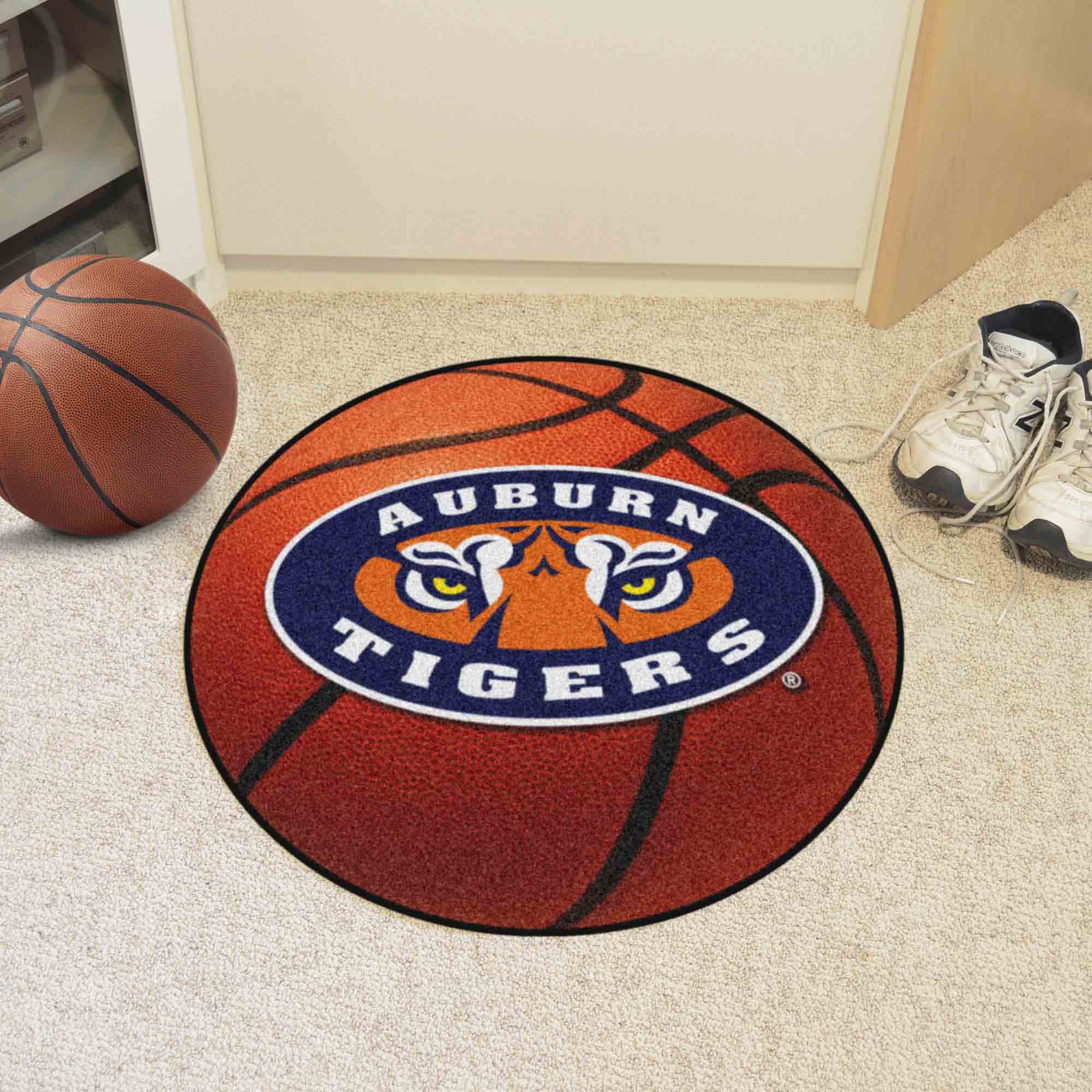 Auburn Tigers Basketball Rug - 27in. Diameter, Tiger