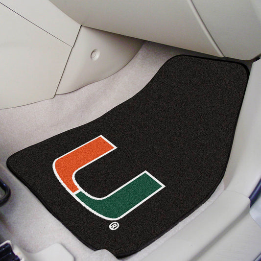 Miami Hurricanes Front Carpet Car Mat Set - 2 Pieces