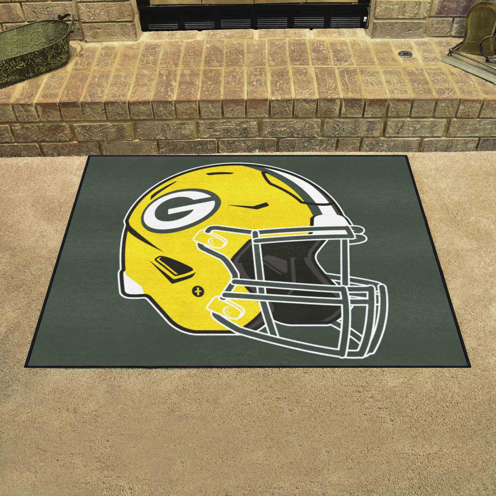 Green Bay Packers All-Star Rug - 34 in. x 42.5 in., Helmet Logo - Green Bay Packers