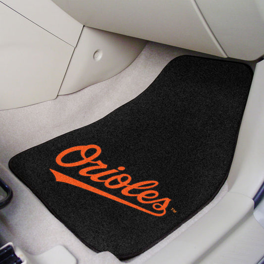 Baltimore Orioles Front Carpet Car Mat Set - 2 Pieces "Orioles" Logo - Baltimore Orioles