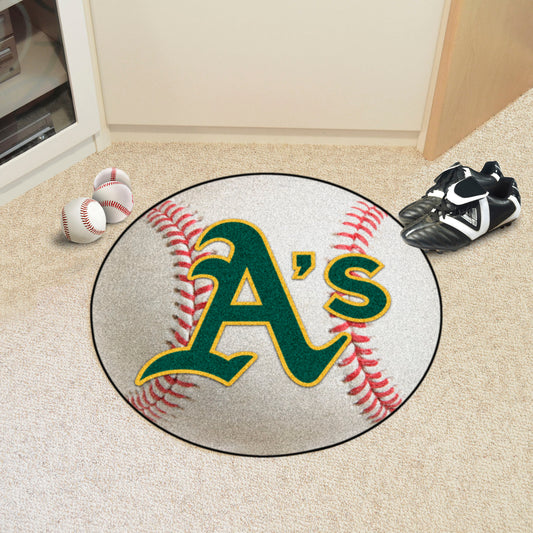 Oakland Athletics Baseball Rug - 27in. Diameter - Oakland Athletics