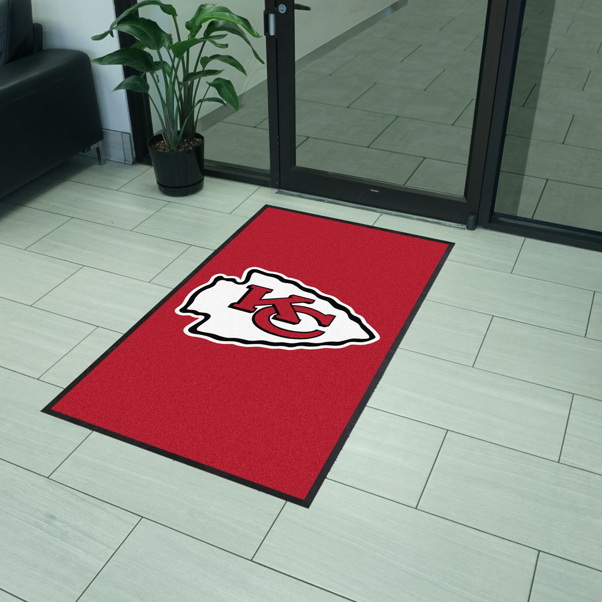 Kansas City Chiefs 3X5 High-Traffic Mat with Durable Rubber Backing - Portrait Orientation