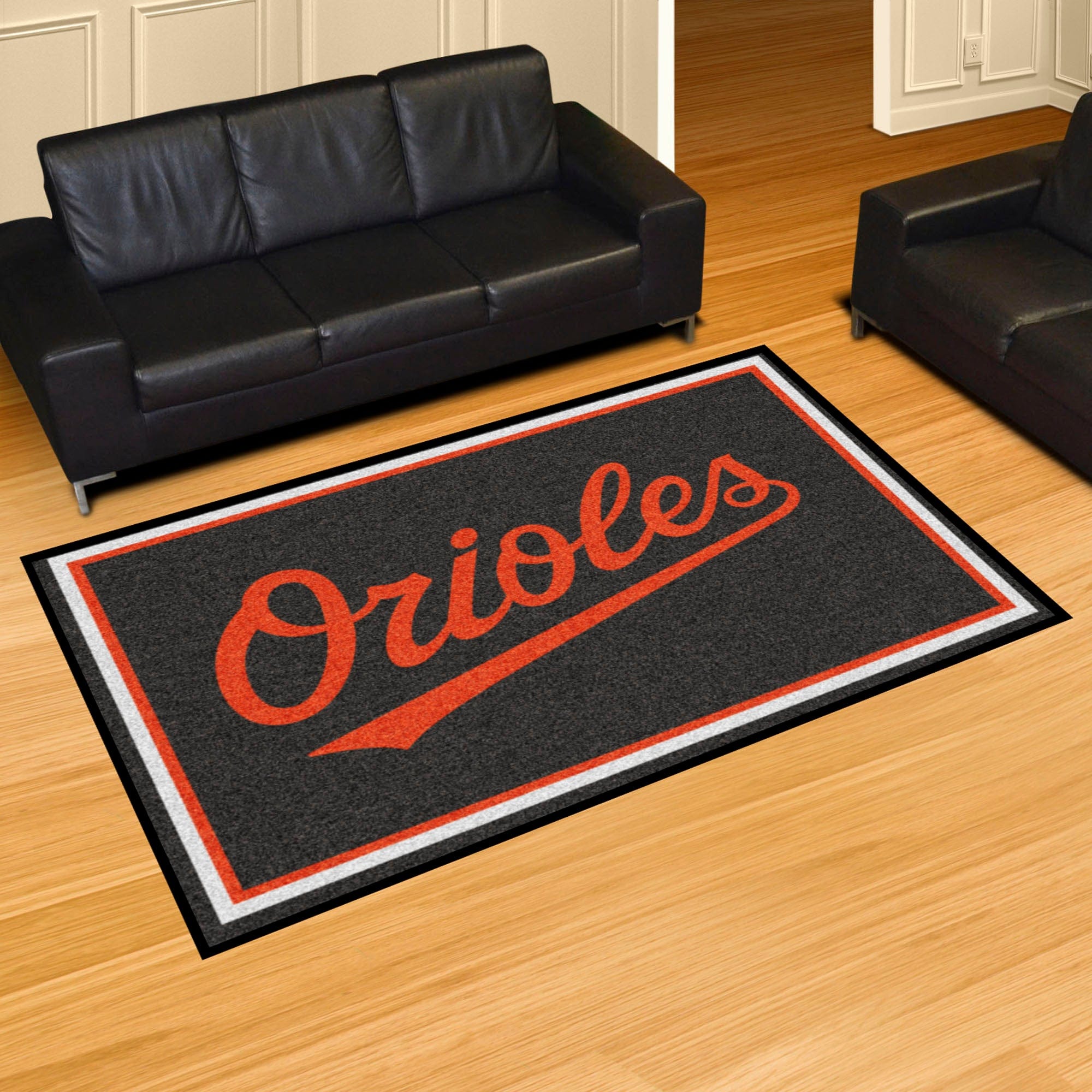 Baltimore Orioles 5ft. x 8 ft. Plush Area Rug "Orioles" Logo - Baltimore Orioles