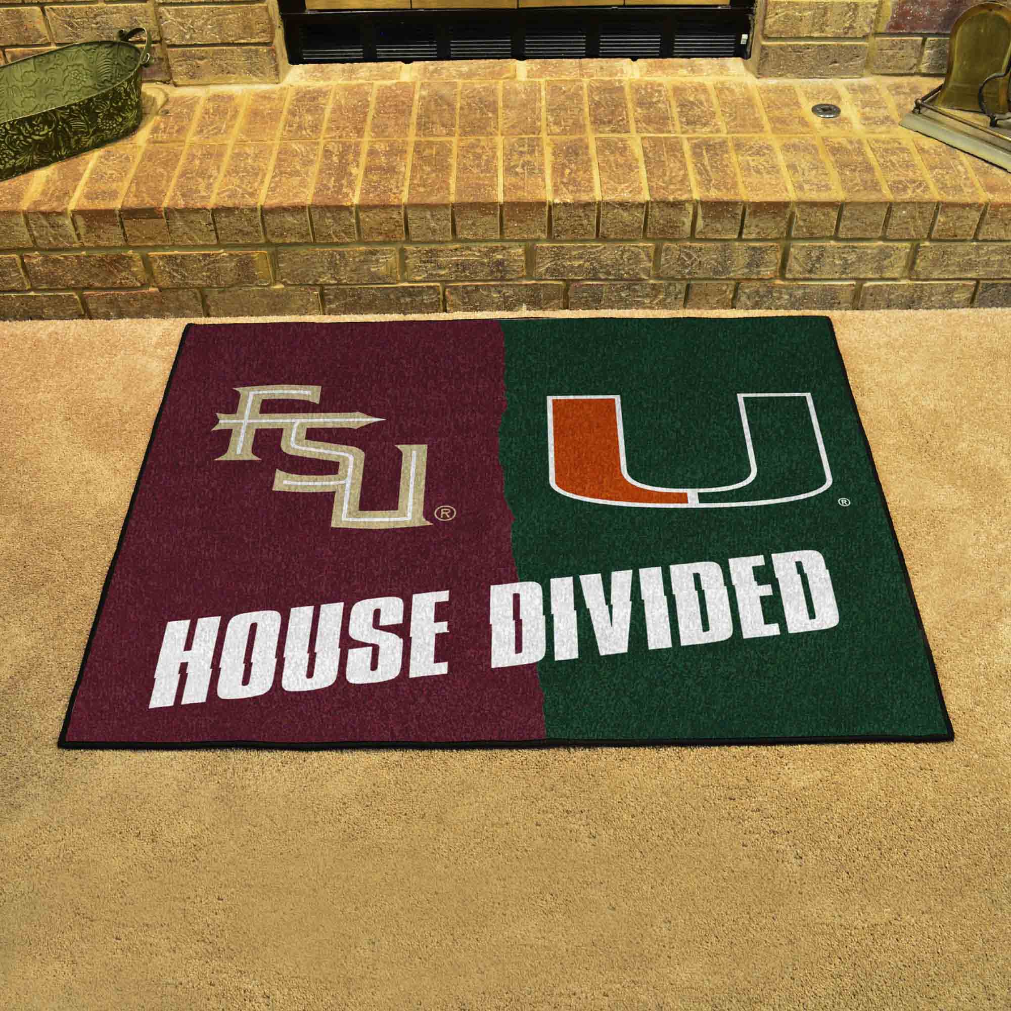 House Divided - Florida State / Miami House Divided House Divided Rug - 34 in. x 42.5 in. - House Divided - Florida State / Miami