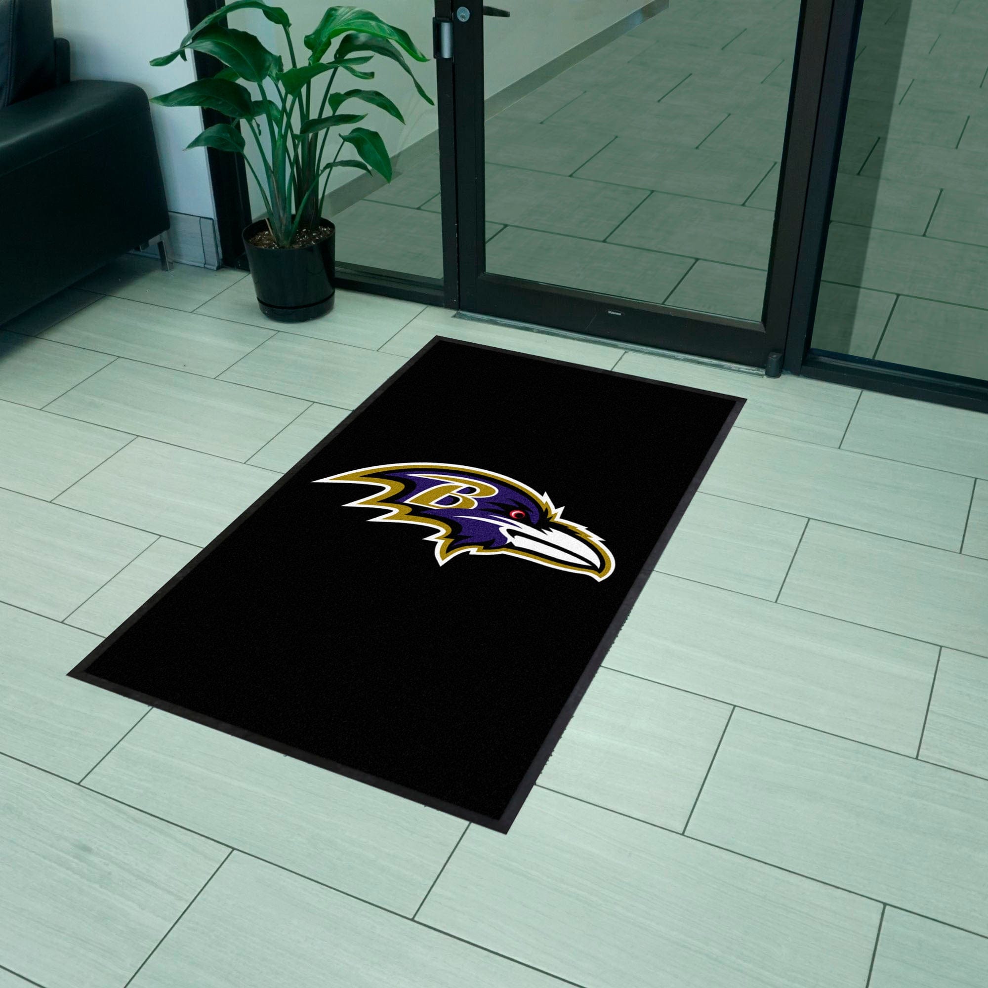 Baltimore Ravens 3X5 High-Traffic Mat with Durable Rubber Backing - Portrait Orientation - Baltimore Ravens