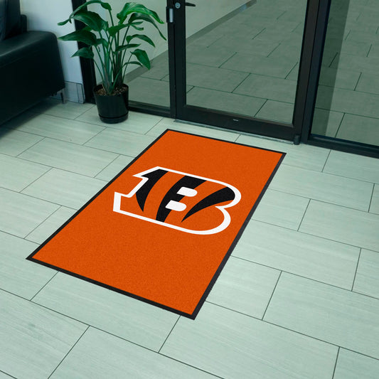 Cincinnati Bengals 3X5 High-Traffic Mat with Durable Rubber Backing - Portrait Orientation - Cincinnati Bengals