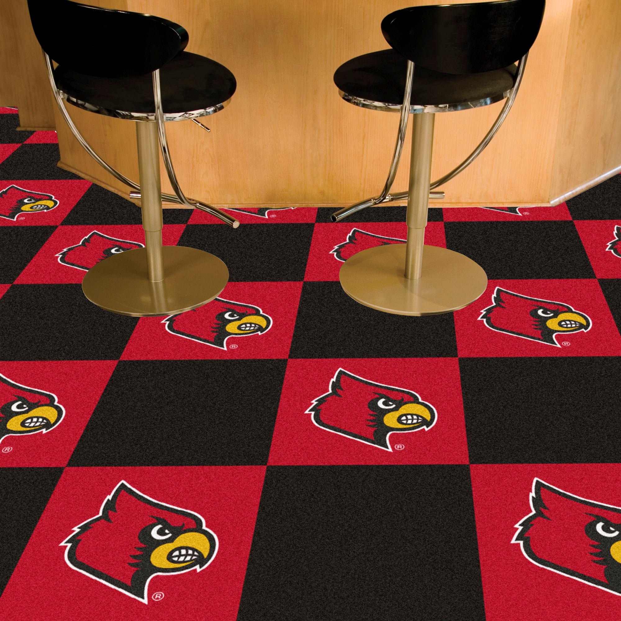 Louisville Cardinals Team Carpet Tiles - 45 Sq Ft.