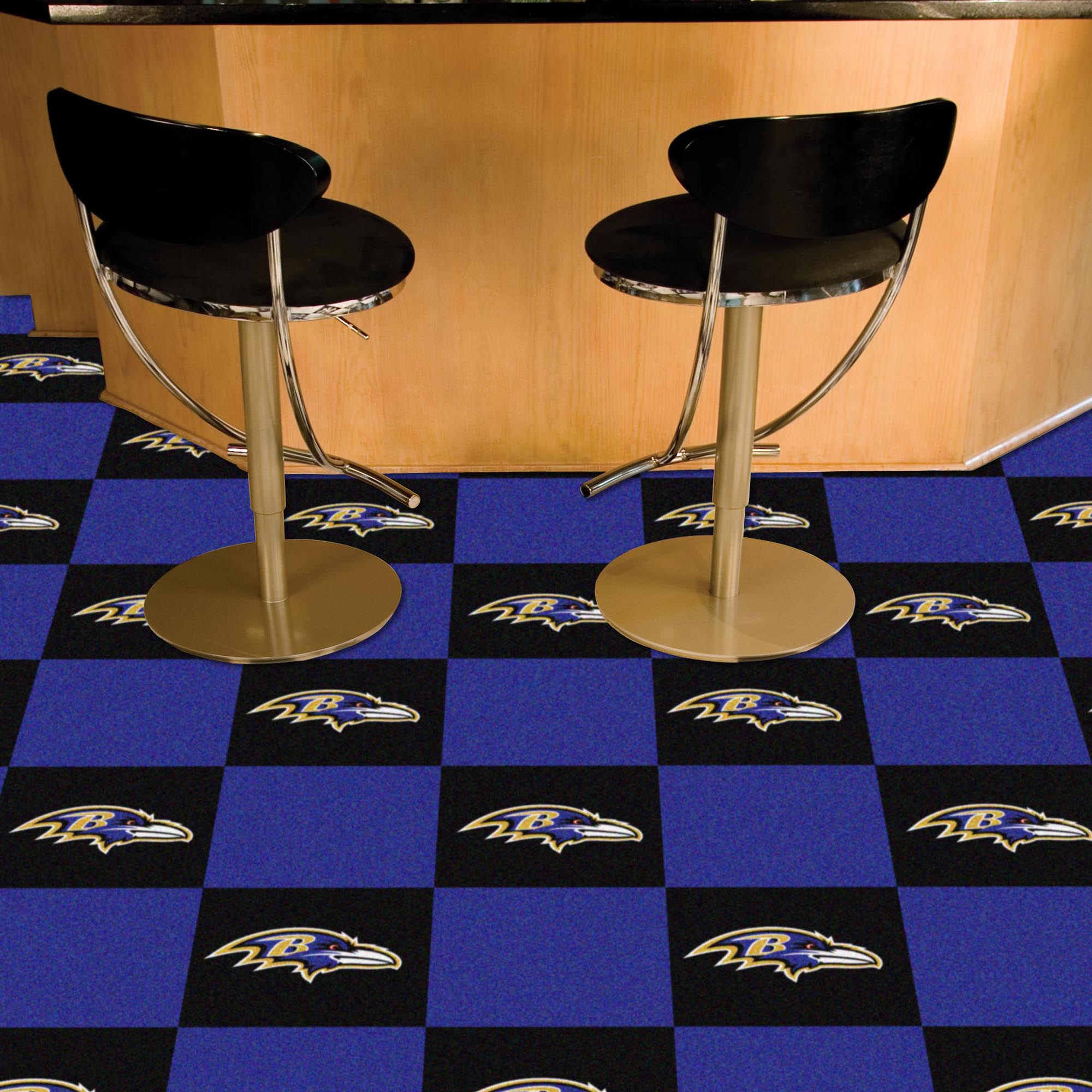 Baltimore Ravens Team Carpet Tiles - 45 Sq Ft. - Baltimore Ravens