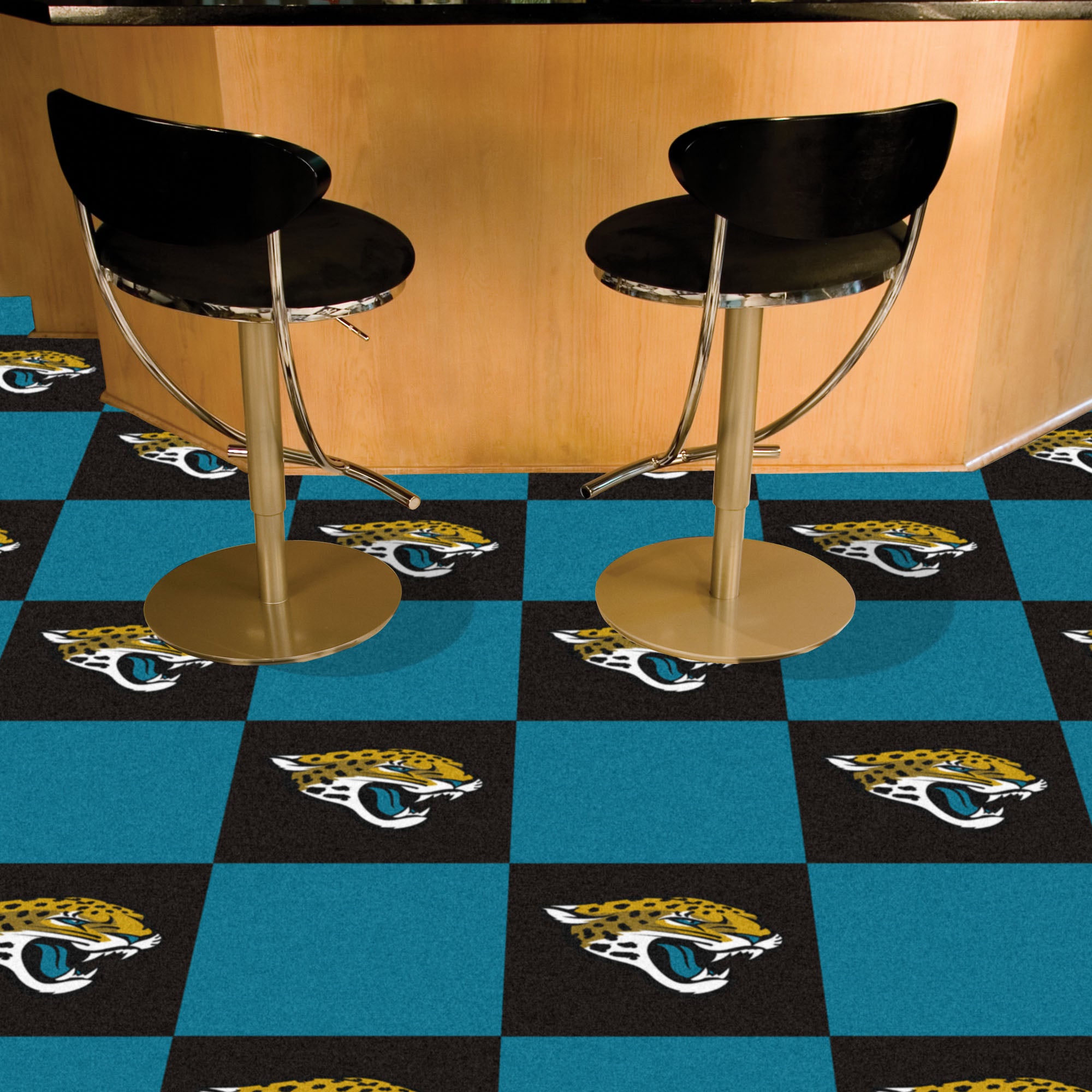 Jacksonville Jaguars Team Carpet Tiles - 45 Sq Ft. - Jacksonville Jaguars