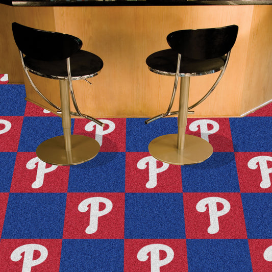 Philadelphia Phillies "P" Hat Logo Team Carpet Tiles - 45 Sq Ft.