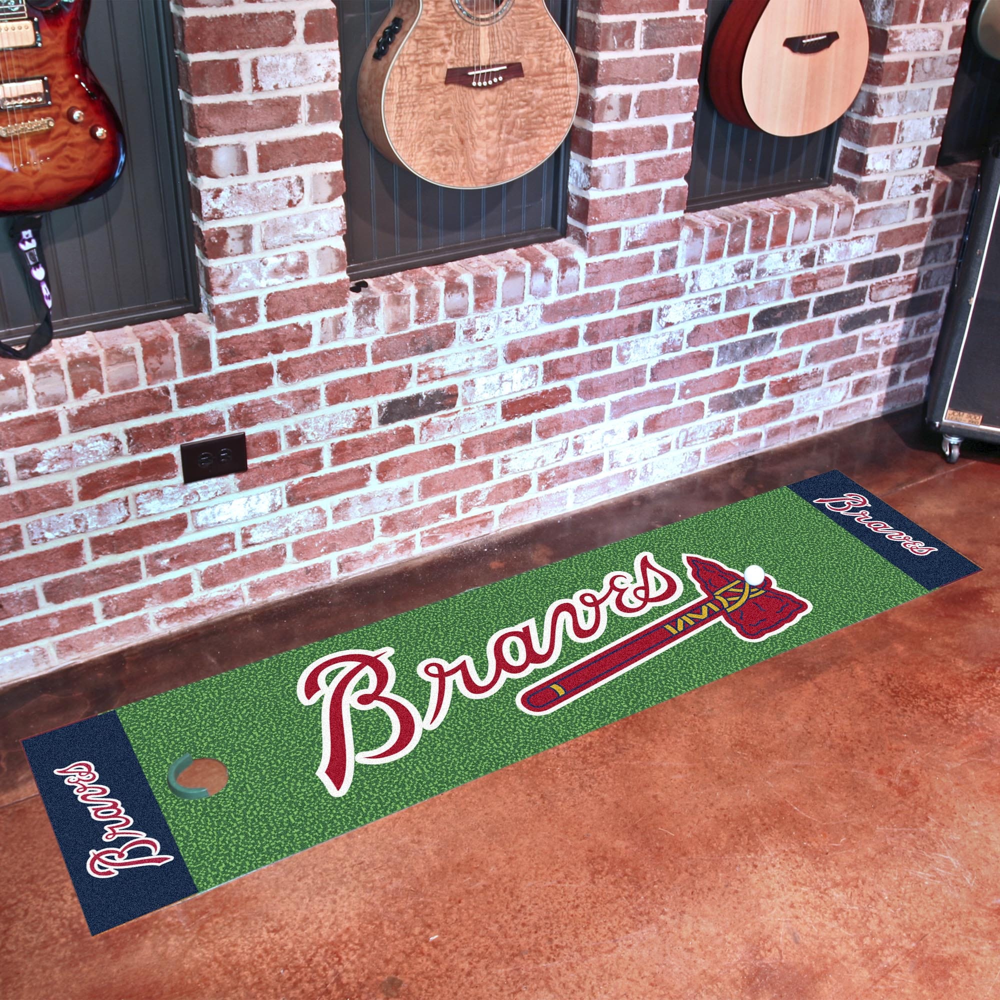 Atlanta Braves "Braves" Script Logo Putting Green Mat - 1.5ft. x 6ft. - Atlanta Braves