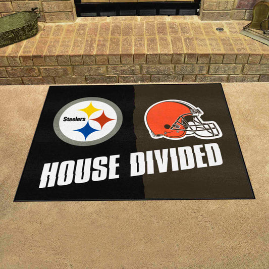 NFL House Divided - Steelers / Browns House Divided Rug - 34 in. x 42.5 in. - NFL House Divided - Steelers / Browns