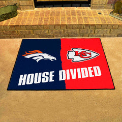 NFL House Divided - Broncos / Chiefs House Divided Rug - 34 in. x 42.5 in. - NFL House Divided - Broncos / Chiefs