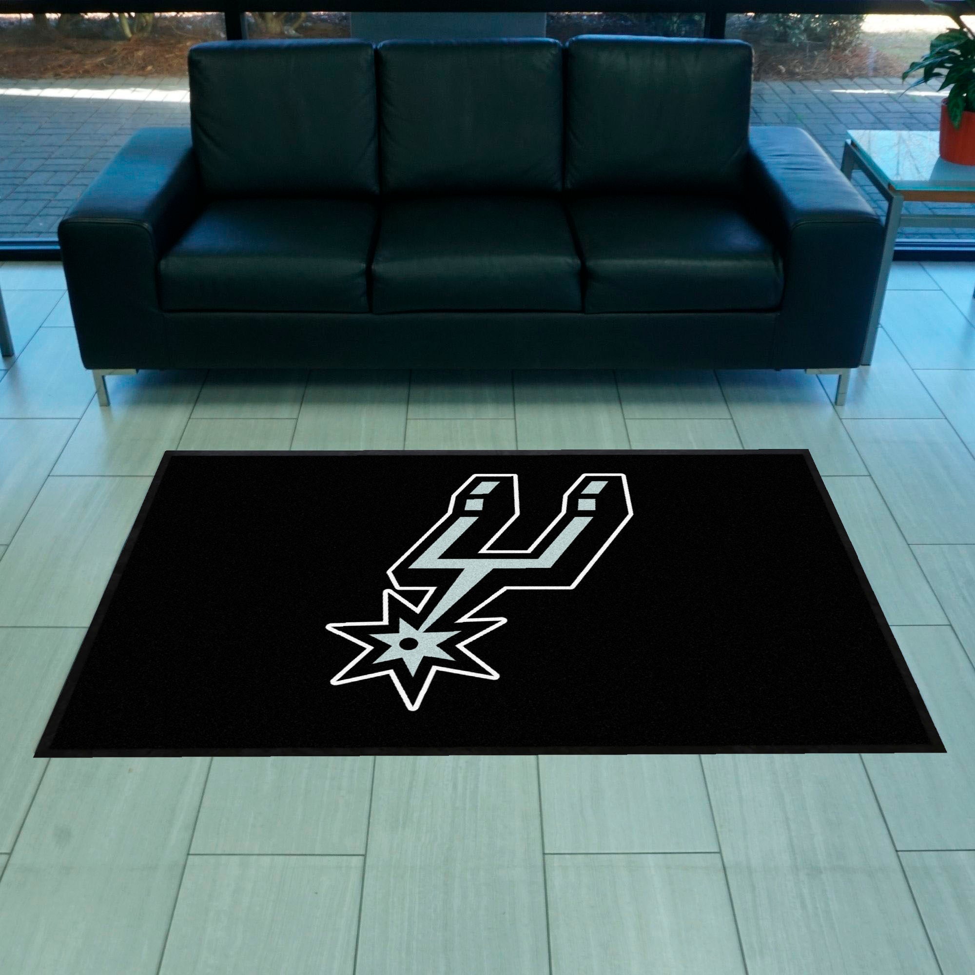 San Antonio Spurs 4X6 High-Traffic Mat with Durable Rubber Backing - Landscape Orientation