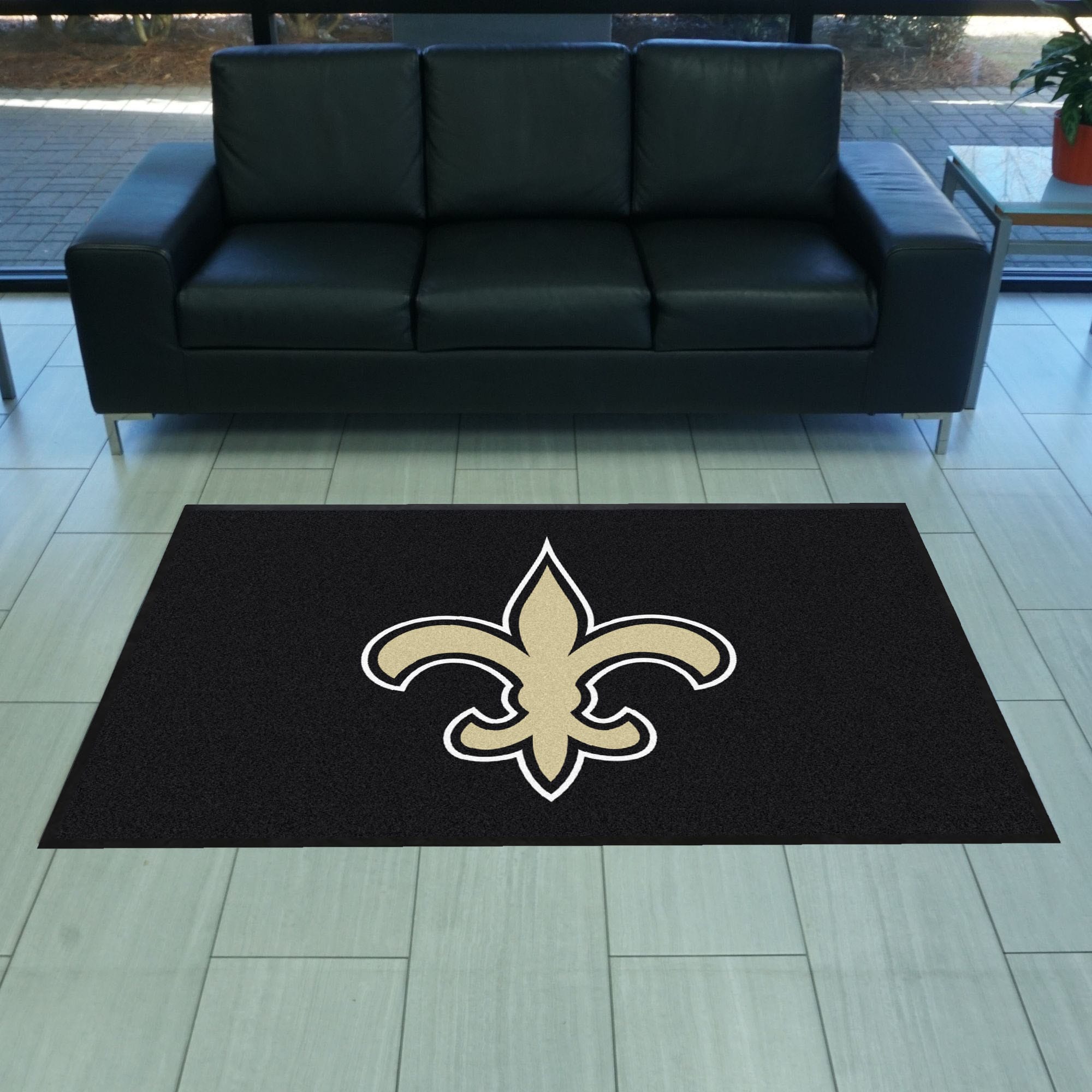 New Orleans Saints 4X6 High-Traffic Mat with Durable Rubber Backing - Landscape Orientation - New Orleans Saints