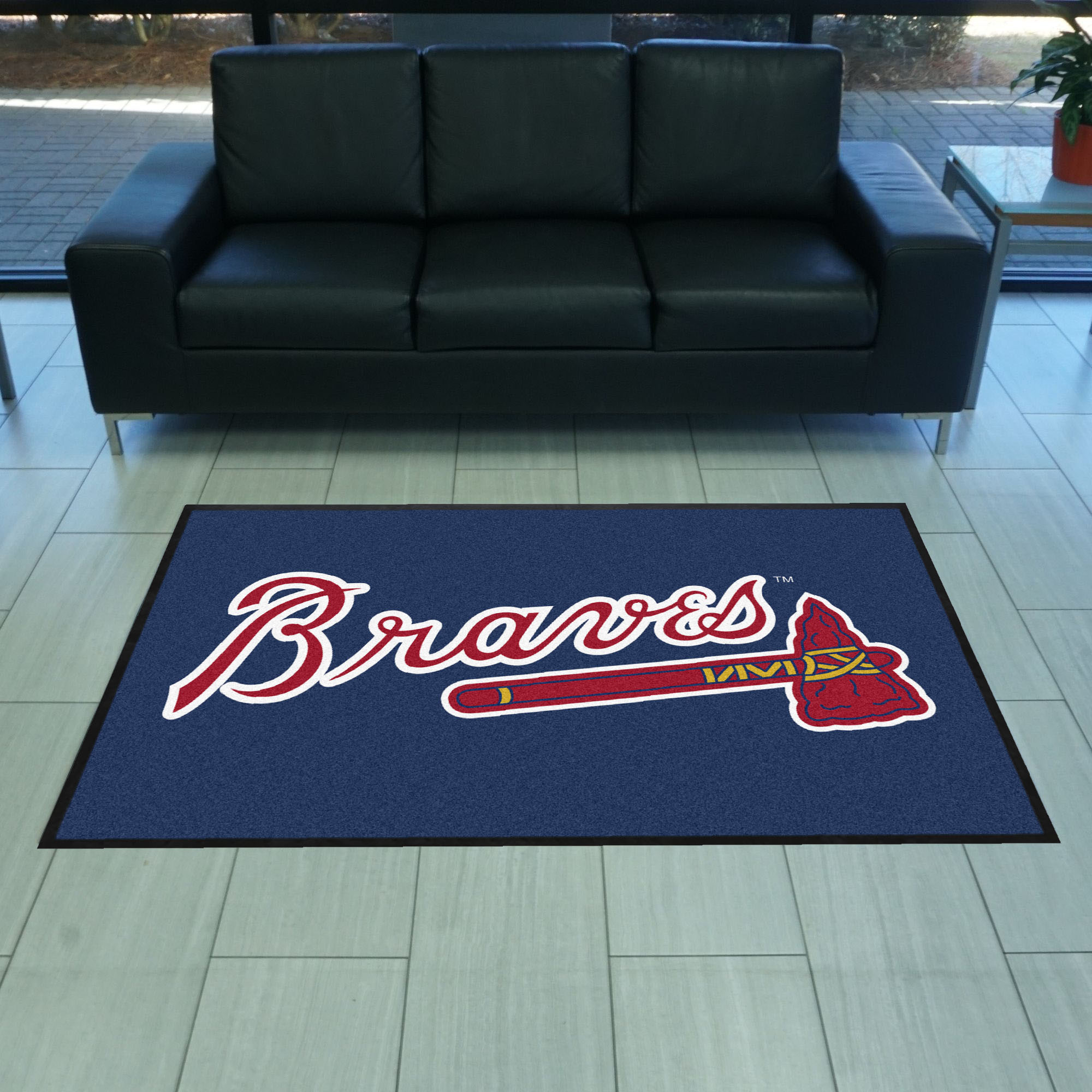 Atlanta Braves 4X6 High-Traffic Mat with Durable Rubber Backing - Landscape Orientation