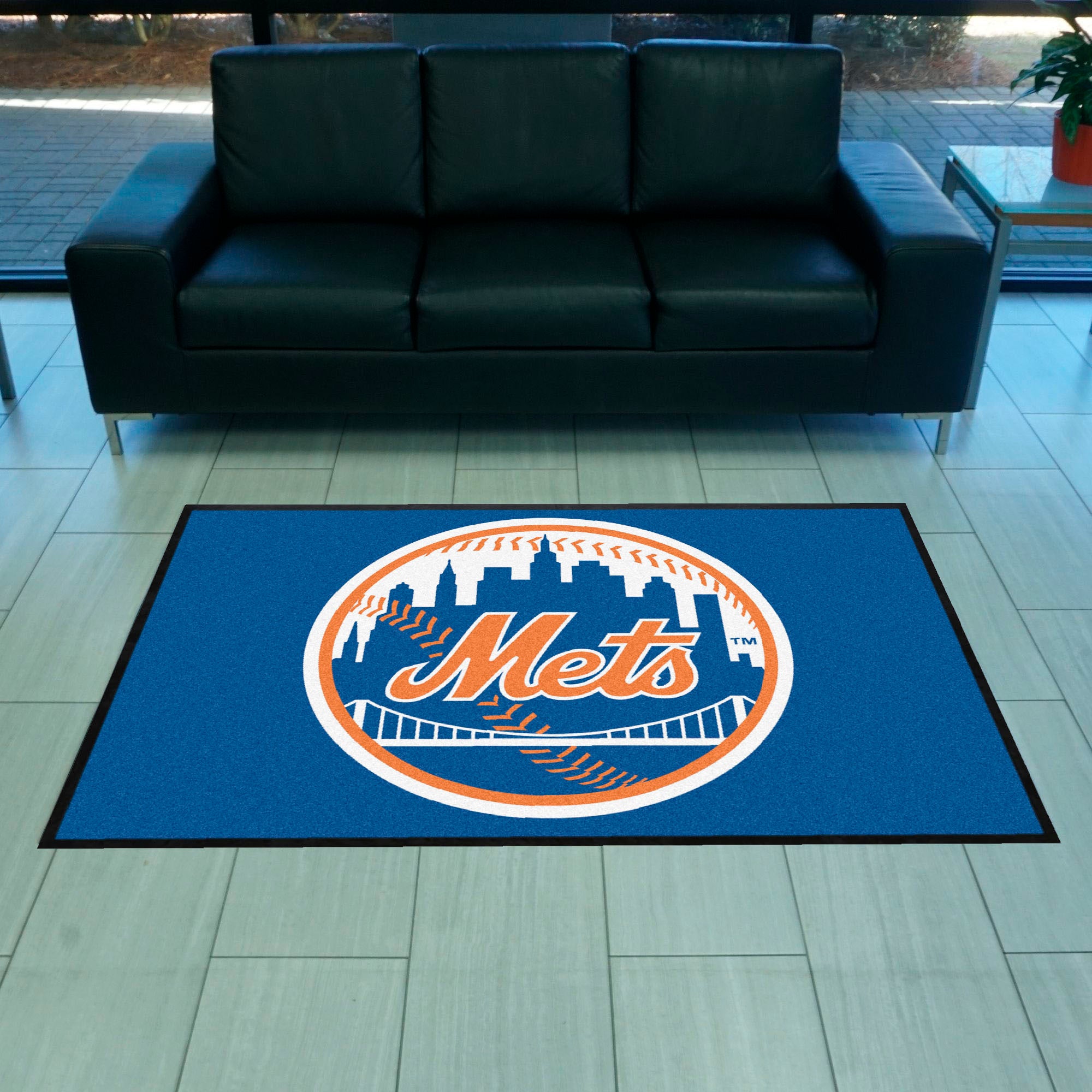 New York Mets 4X6 High-Traffic Mat with Durable Rubber Backing - Landscape Orientation