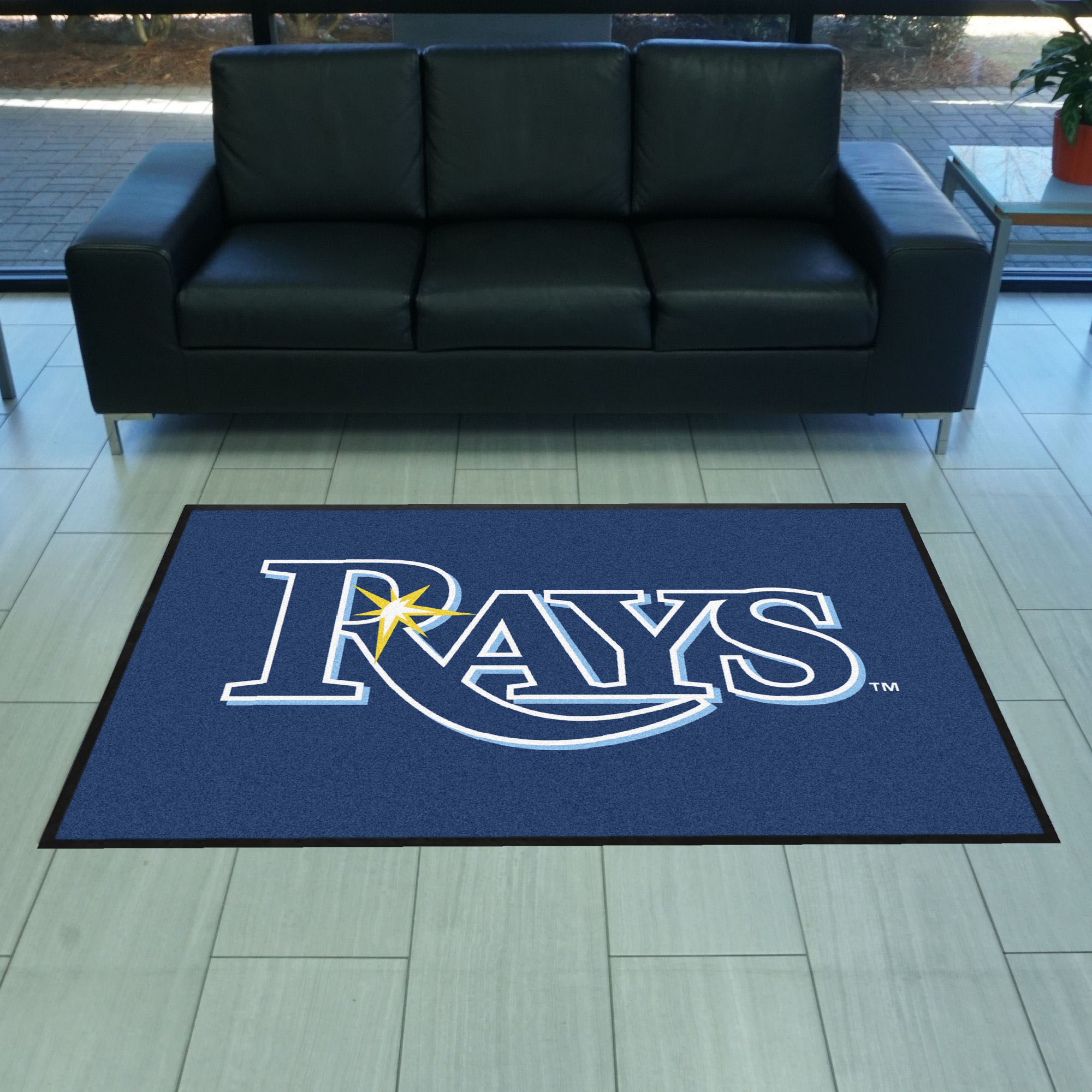 Tampa Bay Rays 4X6 High-Traffic Mat with Durable Rubber Backing - Landscape Orientation