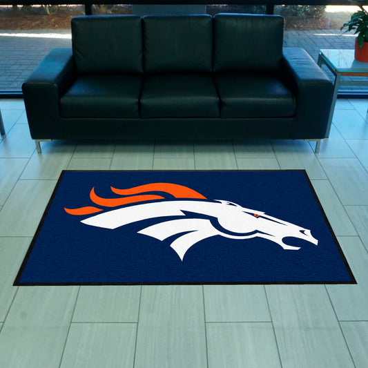 Denver Broncos 4X6 High-Traffic Mat with Durable Rubber Backing - Landscape Orientation