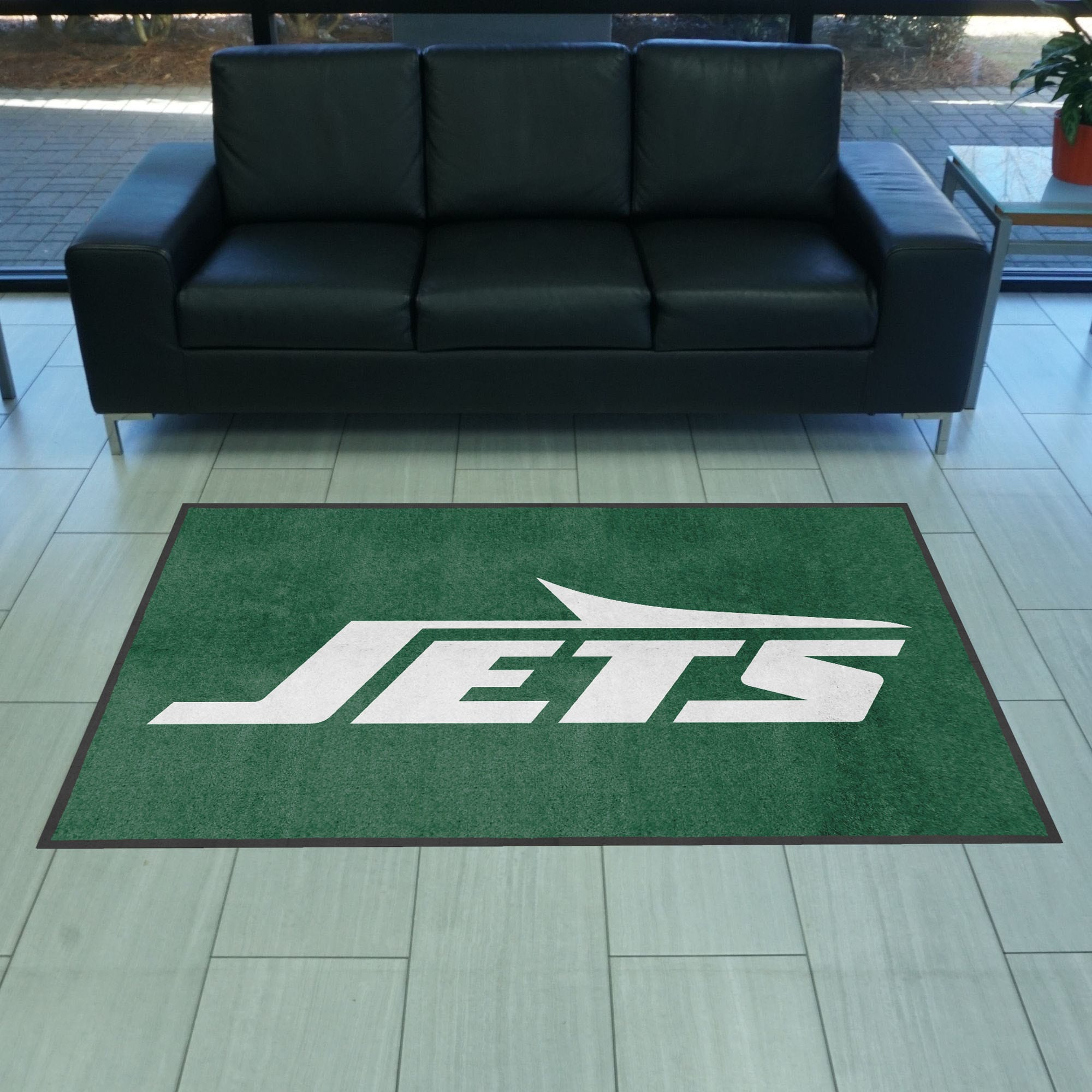 New York Jets 4X6 High-Traffic Mat with Durable Rubber Backing - Landscape Orientation