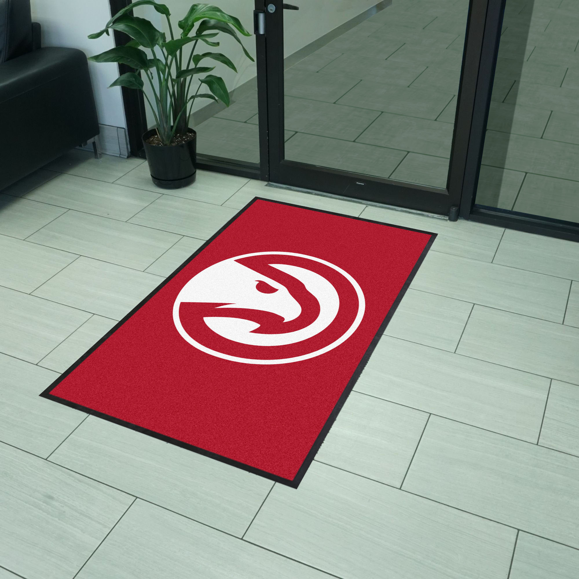 Atlanta Hawks 3X5 High-Traffic Mat with Durable Rubber Backing - Portrait Orientation