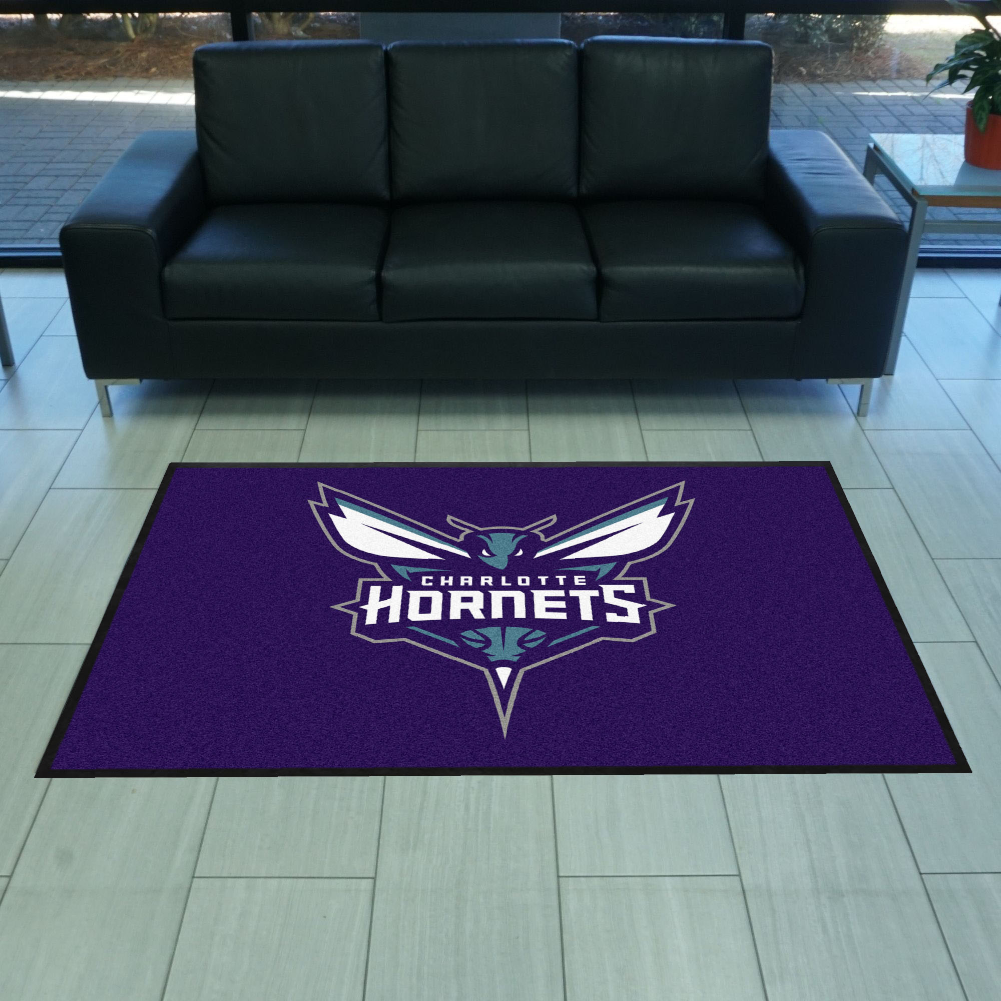 Charlotte Hornets 4X6 High-Traffic Mat with Durable Rubber Backing - Landscape Orientation