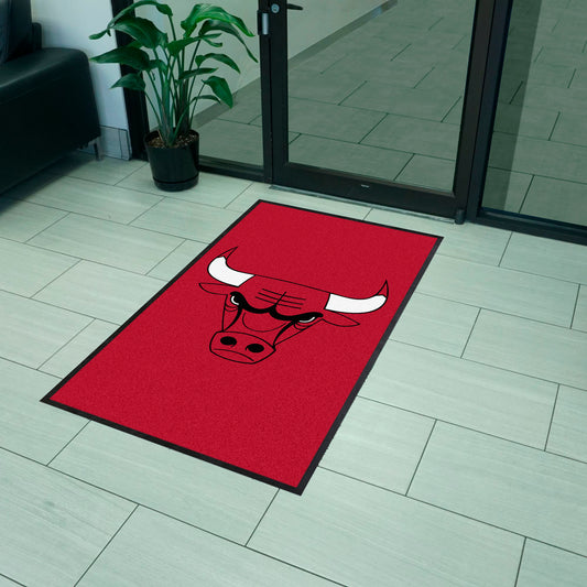 Chicago Bulls 3X5 High-Traffic Mat with Durable Rubber Backing - Portrait Orientation