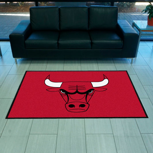 Chicago Bulls 4X6 High-Traffic Mat with Durable Rubber Backing - Landscape Orientation - Chicago Bulls