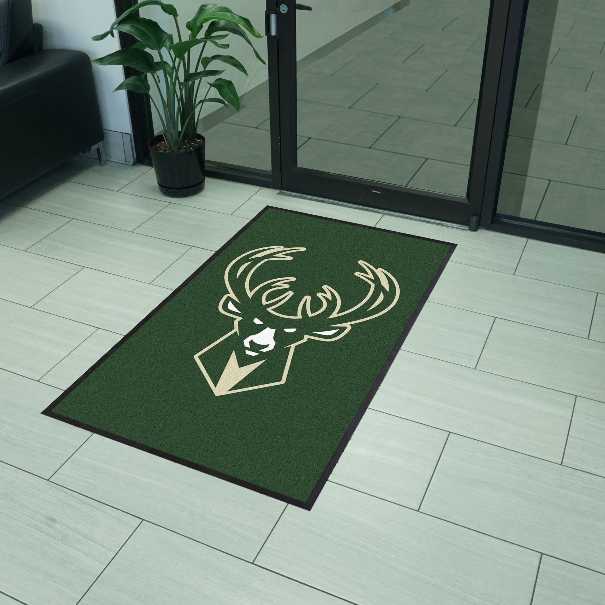 Milwaukee Bucks 3X5 High-Traffic Mat with Durable Rubber Backing - Portrait Orientation