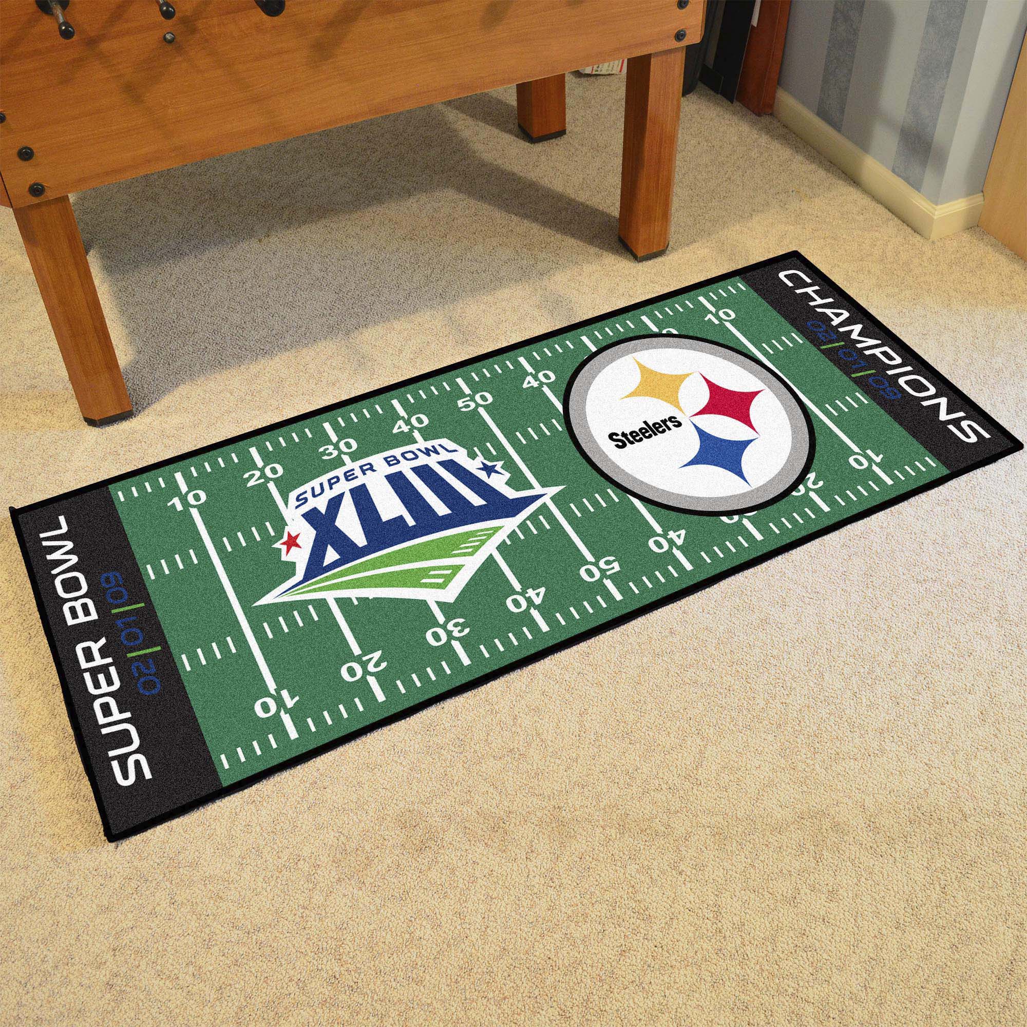 Pittsburgh Steelers Field Runner Mat - 30in. x 72in., 2009 Super Bowl XLIII Champions