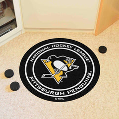 Pittsburgh Penguins Hockey Puck Rug - 27in. Diameter - Pittsburgh Penguins