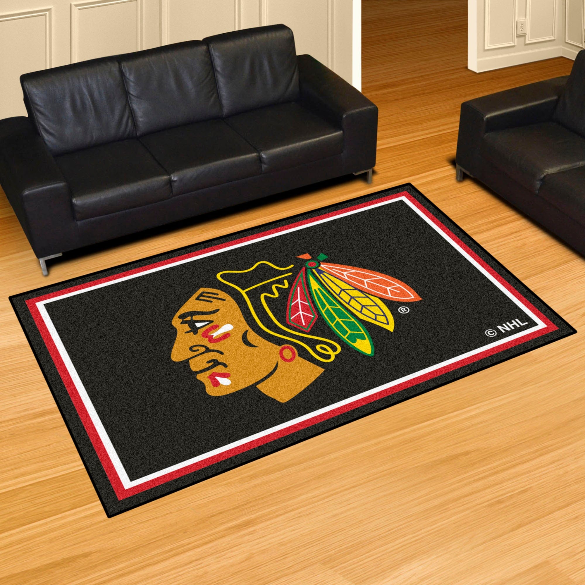 Chicago Blackhawks 5ft. x 8 ft. Plush Area Rug - Chicago Blackhawks