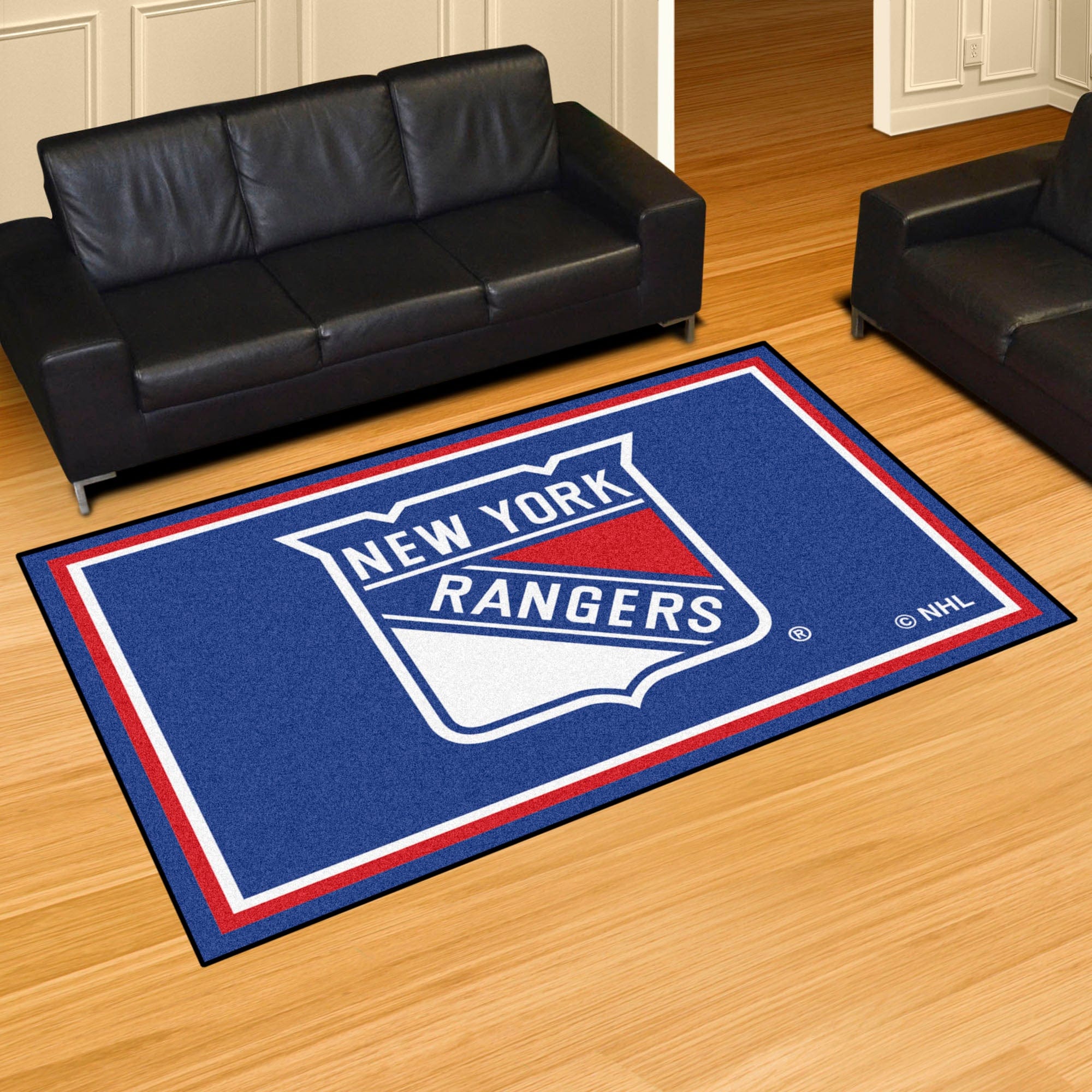 New York Rangers 5ft. x 8 ft. Plush Area Rug - New York Rangers