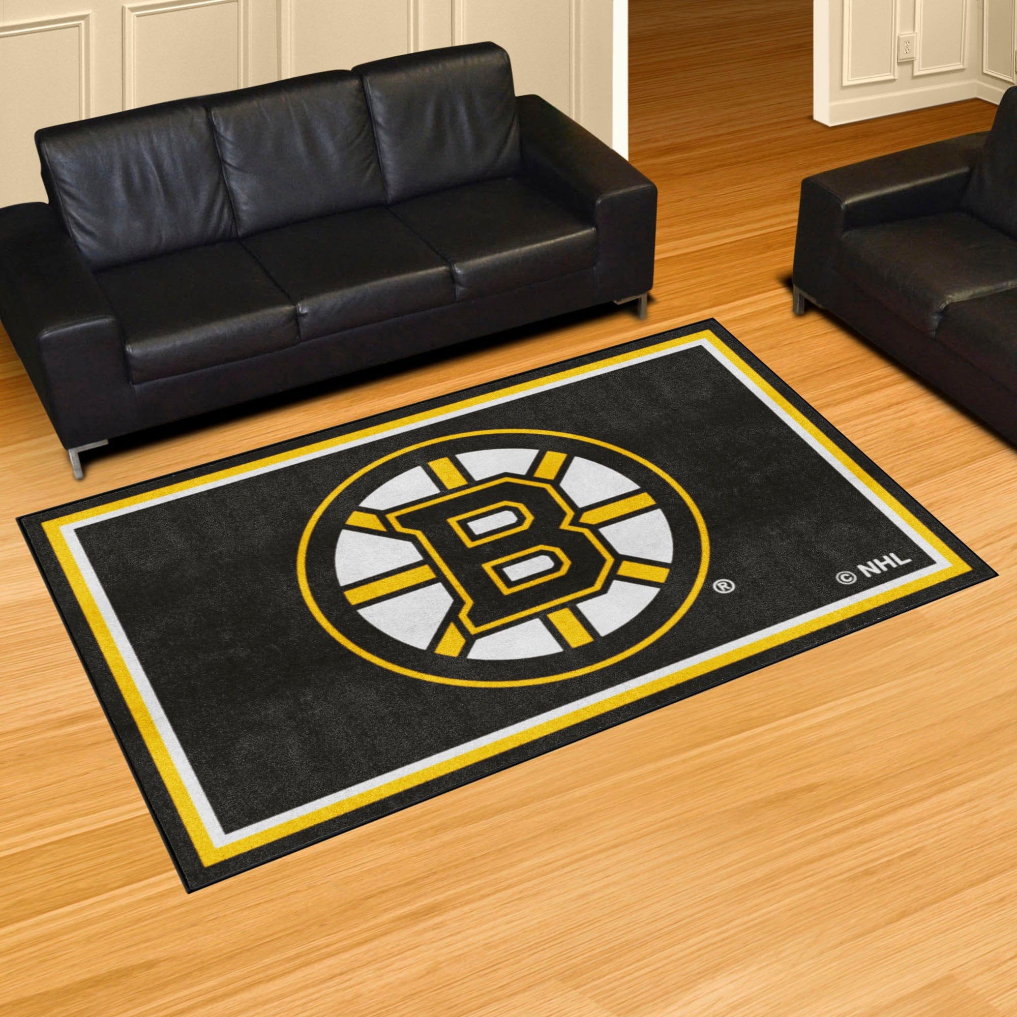 Boston Bruins Bruins 5ft. x 8 ft. Plush Area Rug - Boston Bruins